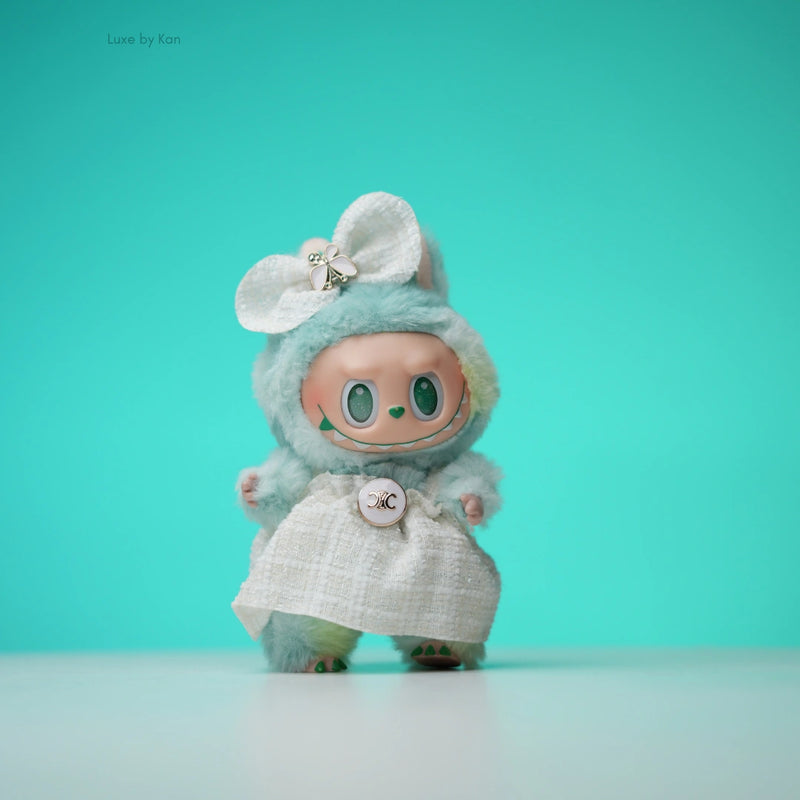 Pop Mart Labubu Doll Tweed Dress Outfit with Bow - 2 Piece Set