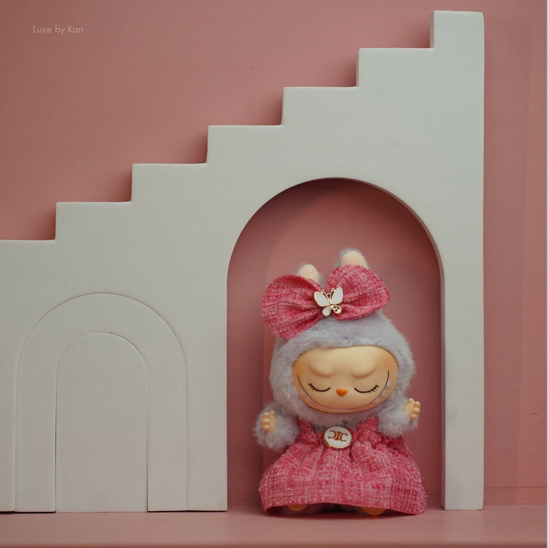 Pop Mart Labubu Doll Tweed Dress Outfit with Bow - 2 Piece Set
