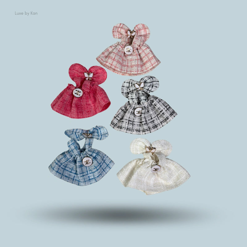 Pop Mart Labubu Doll Tweed Dress Outfit with Bow - 2 Piece Set
