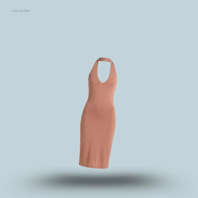 SKIMS PLUNGE HALTER MIDI DRESS