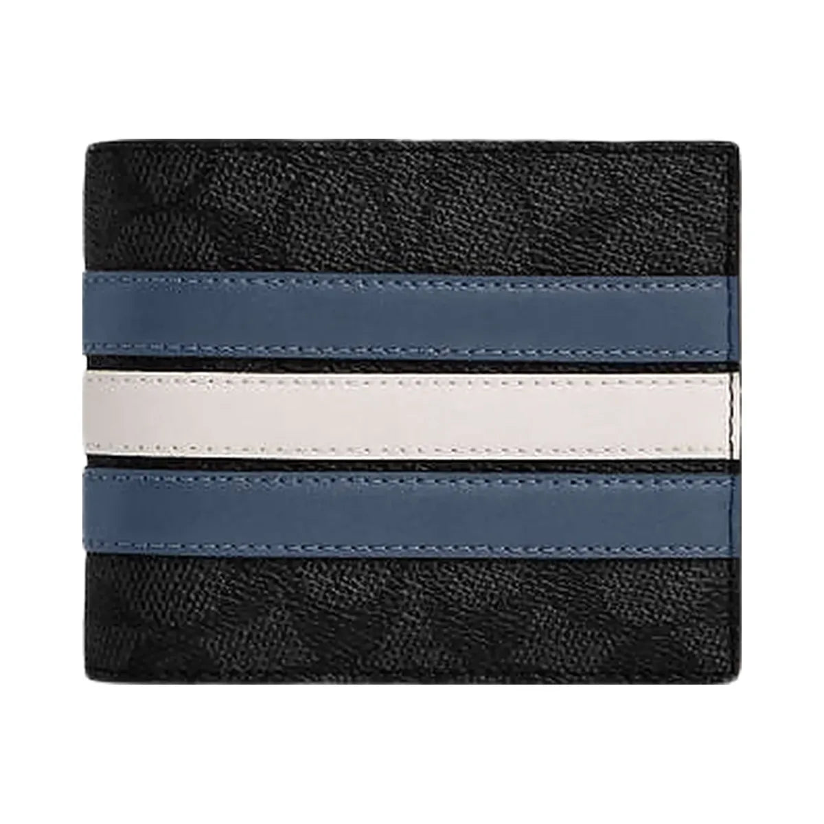 Coach 3 In 1 Wallet In Signature Canvas With Varsity Stripe Signature Canvas-Charcoal-Denim-Chalk