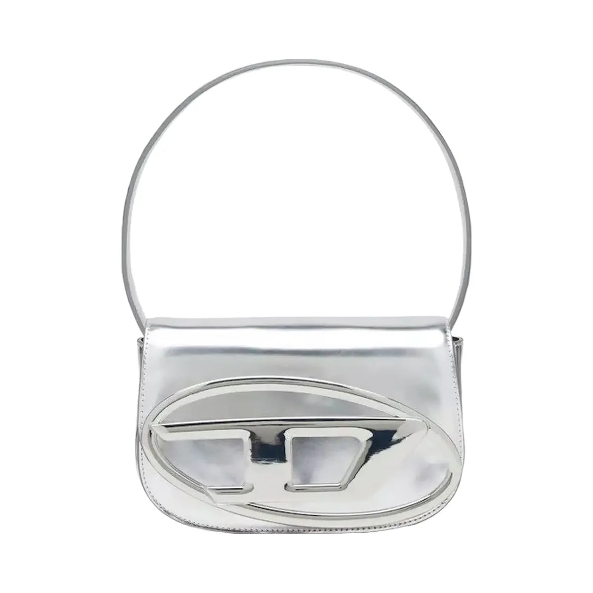 Diesel 1Dr Shoulder Bag Mirrored Leather Silver