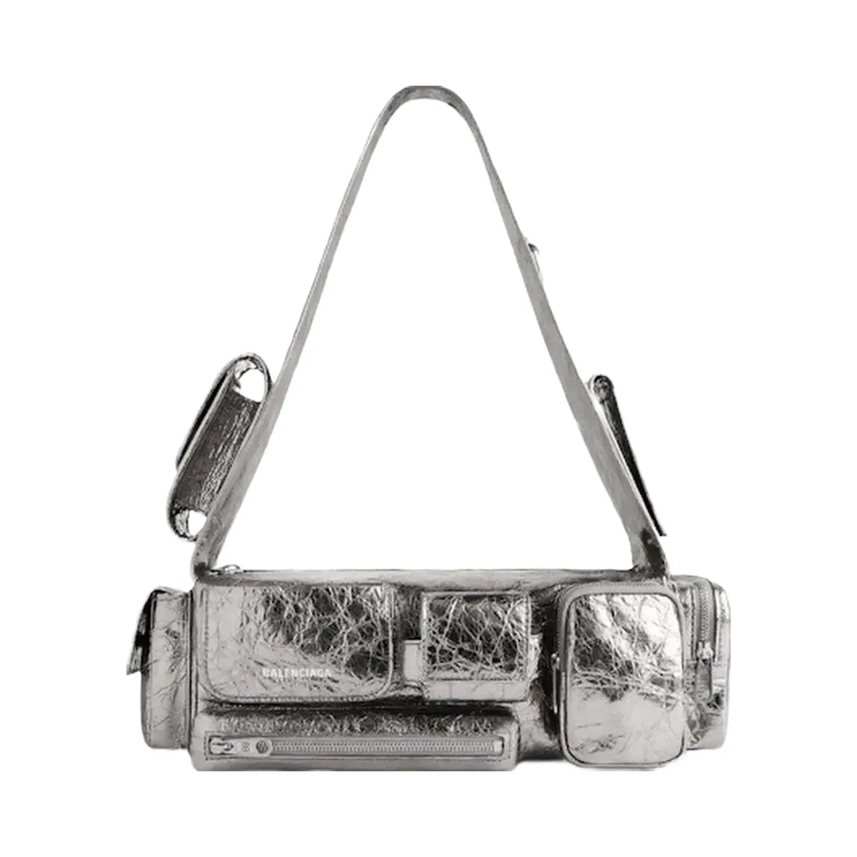 Balenciaga Womens Superbusy Xs Sling Bag Silver