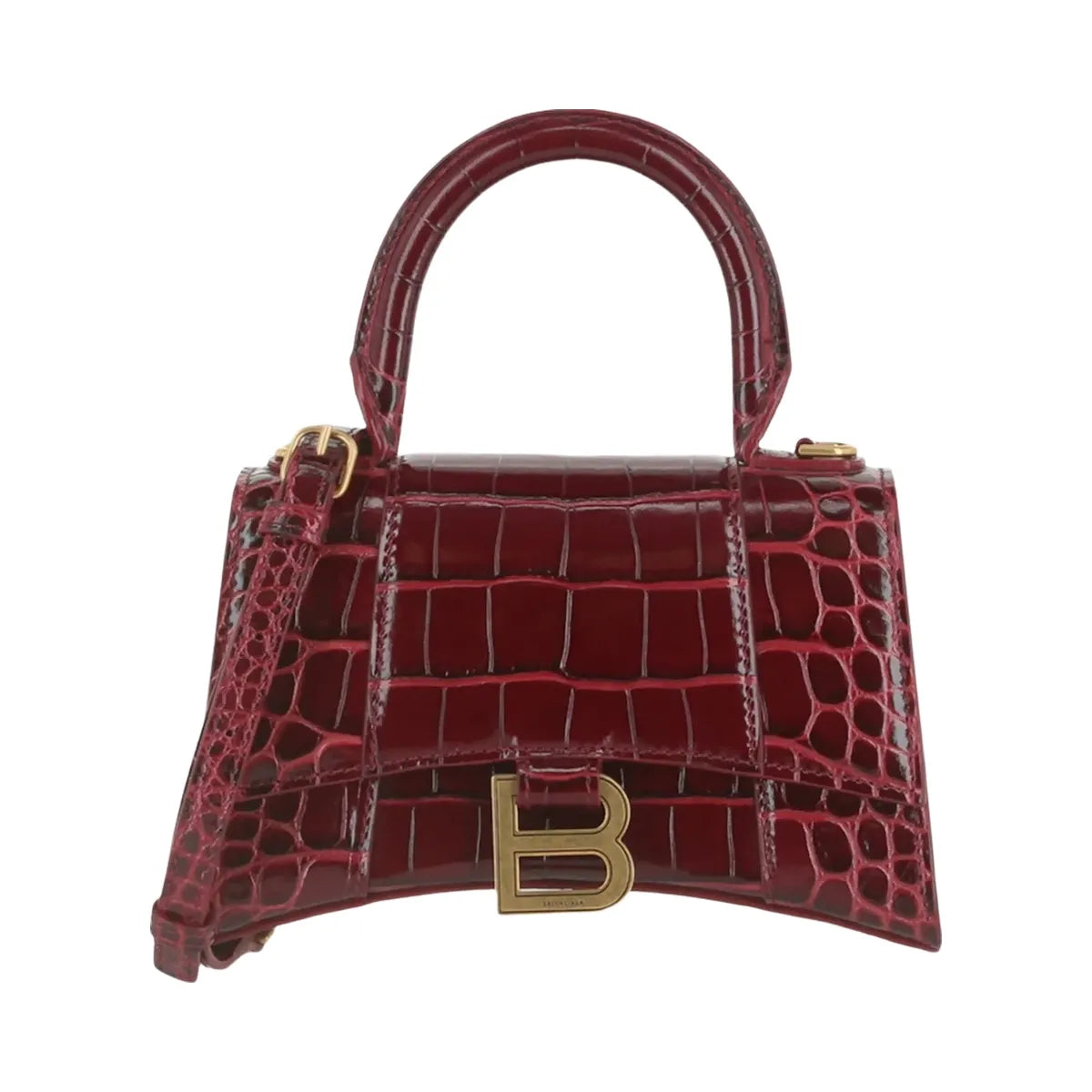 Balenciaga Hourglass Xs Top Handle Dark Red