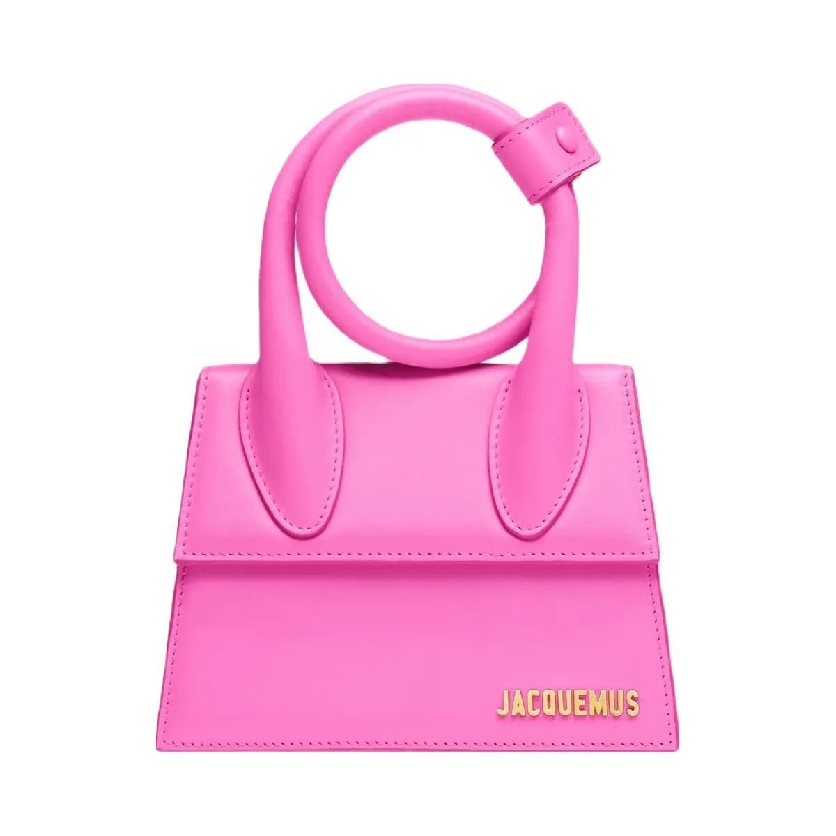 Jacquemus The Knot Chiquito Smooth Leather Structured Bag Neon Pink