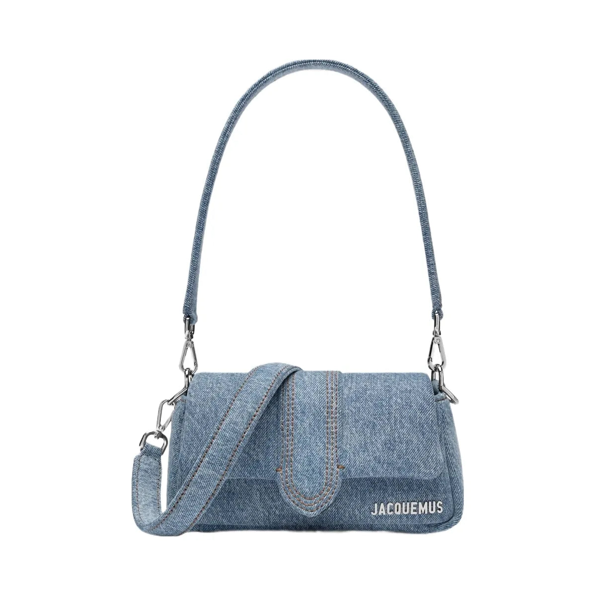 Jacquemus The Small Bambimou In Denim Soft Padded Denim Bag With Leather Trim Blue