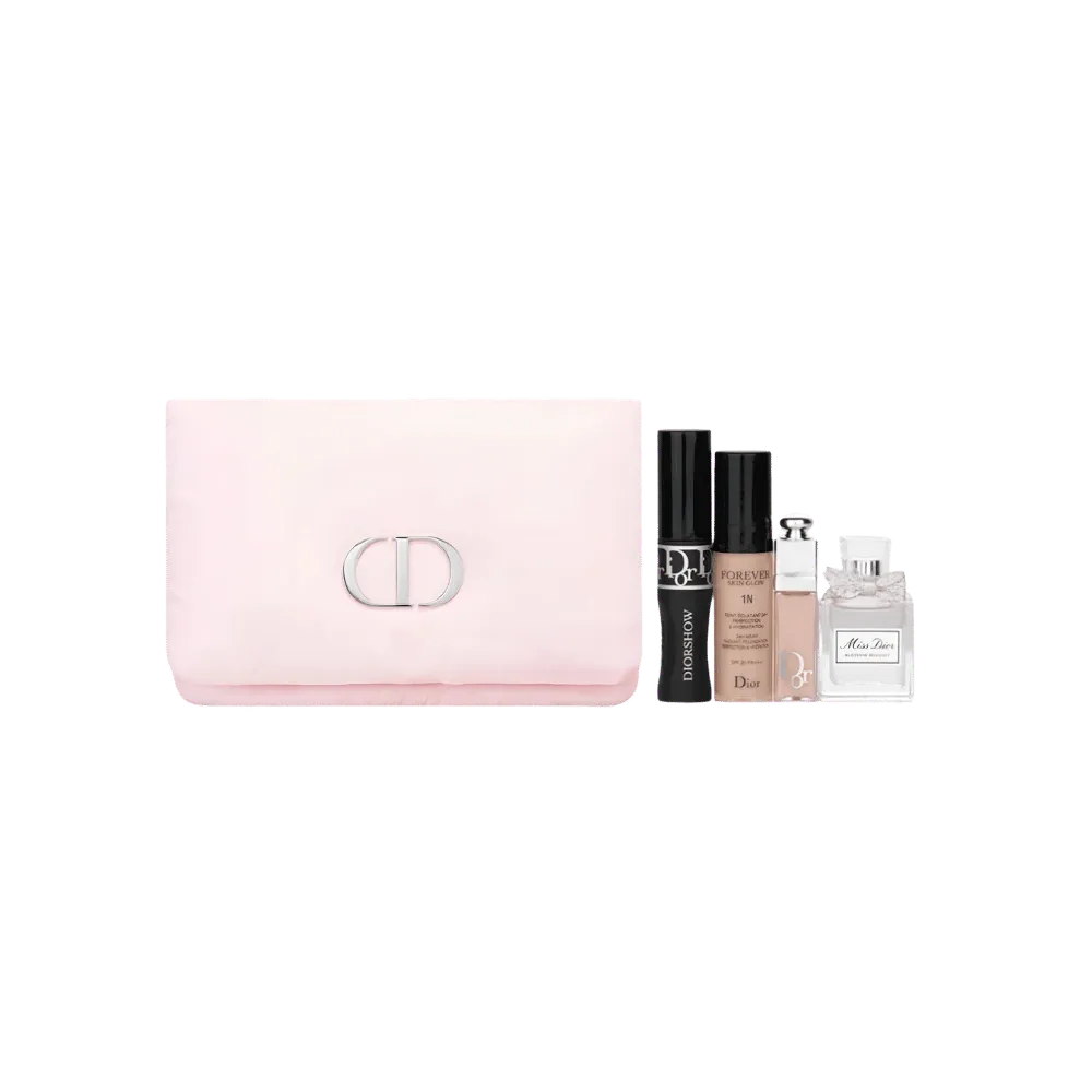 Dior Blooming Bouquet Pouch Set (EDT 0.2 fl oz (5 ml), Lip Maximizer, Foundation, Mascara)