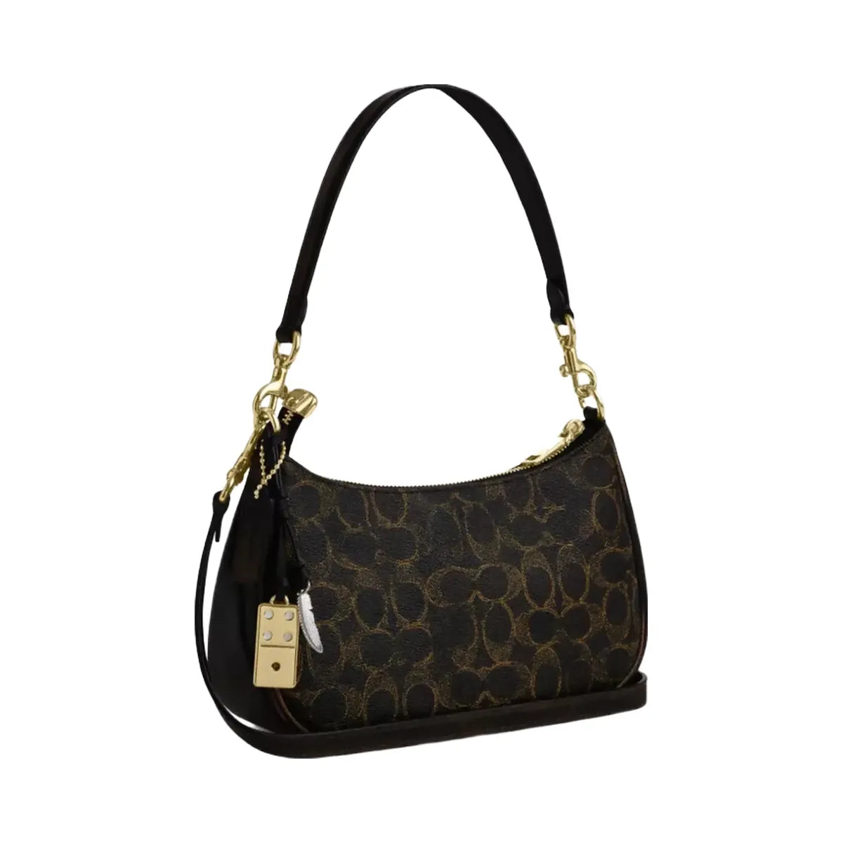 Coach Teri Shoulder Bag In Loved Signature Canvas With Charms Gold Brown