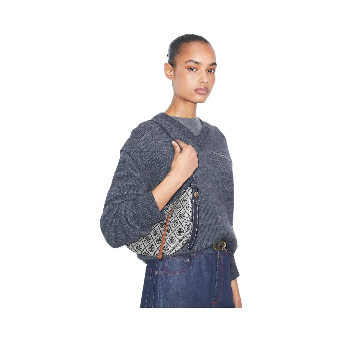 Tory Burch T Monogram Romy Half Moon Bag Tory Navy