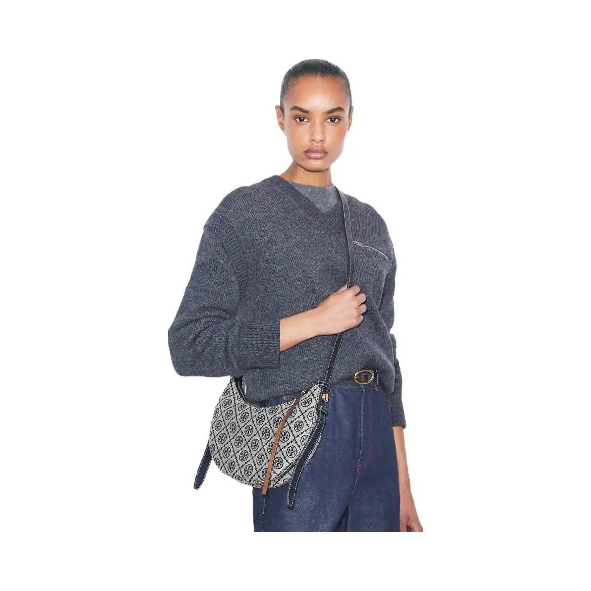 Tory Burch T Monogram Romy Half Moon Bag Tory Navy