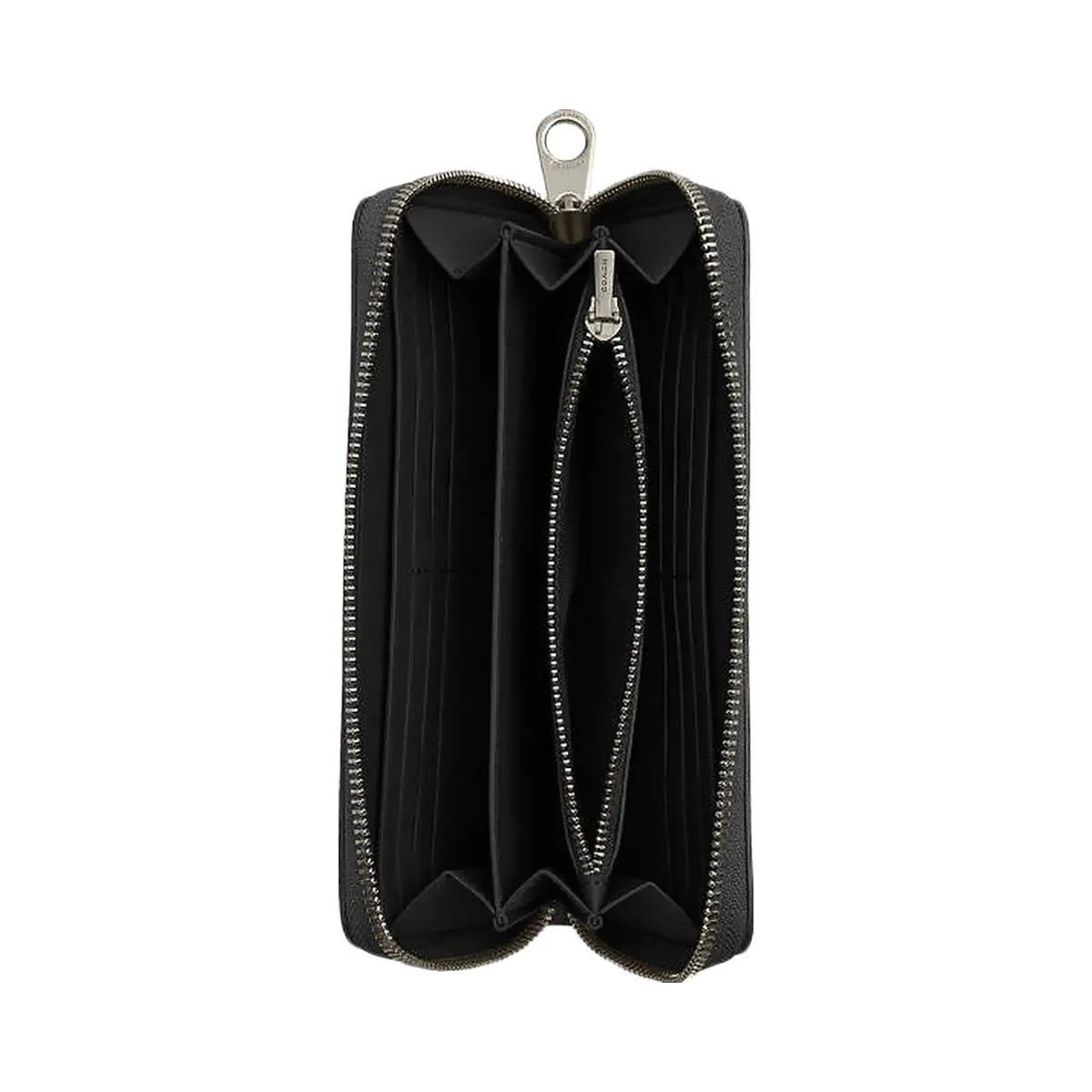 Coach Long Zip Around Wallet In Signature Canvas Signature Canvas-Gunmetal-Charcoal-Black