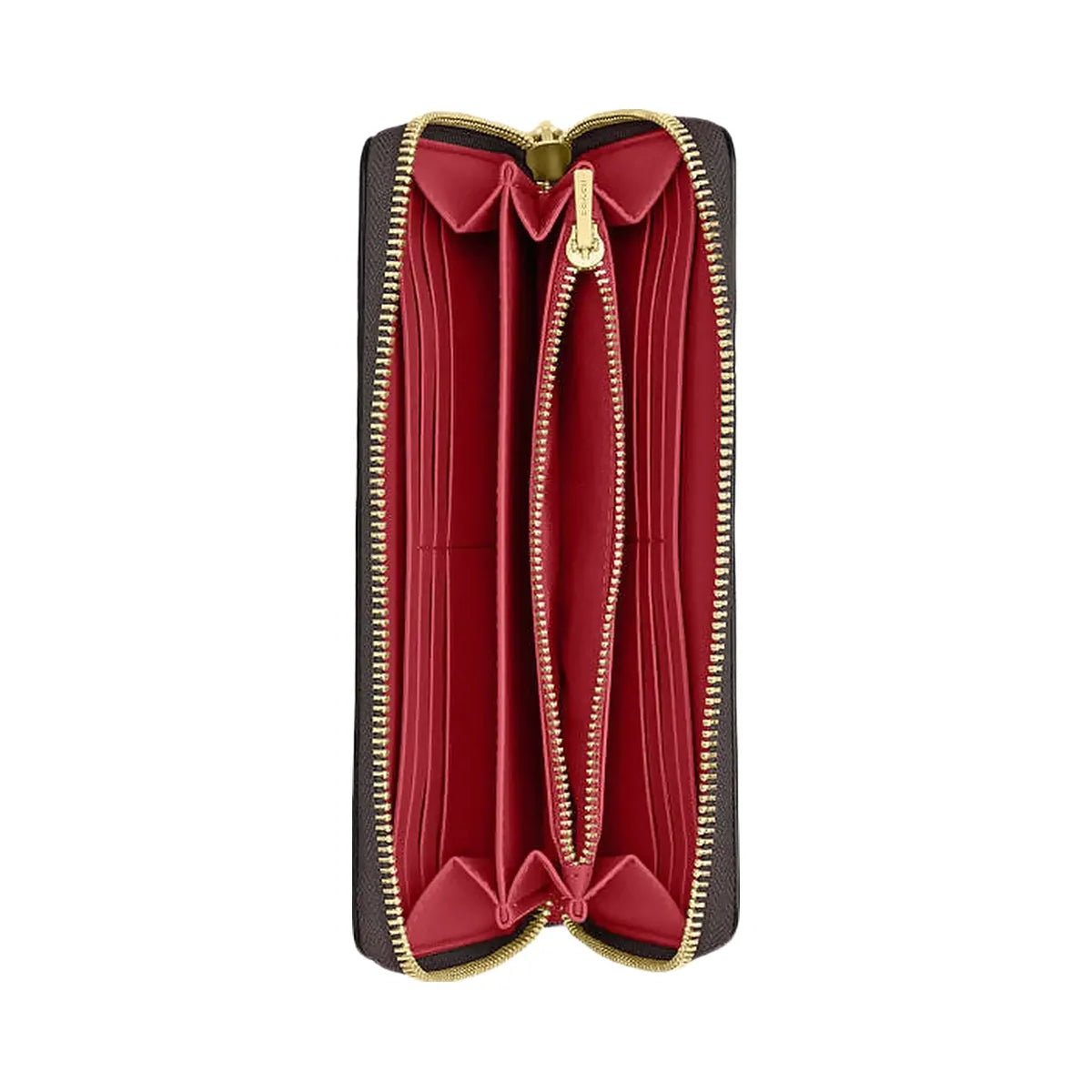 Coach Long Zip Around Wallet In Signature Canvas Signature Canvas-Im-Walnut-True Red