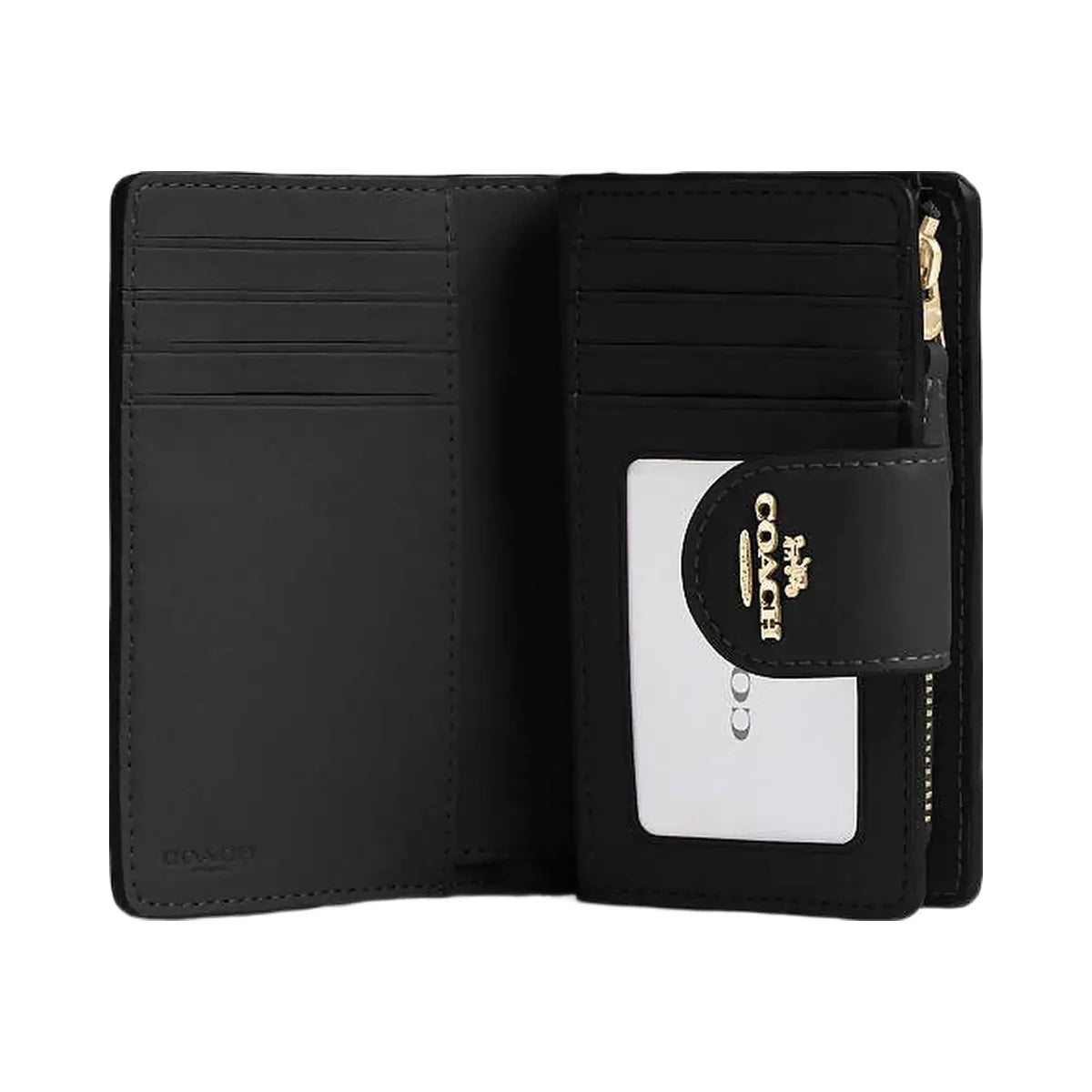 Coach Medium Corner Zip Wallet In Signature Canvas Signature Canvas-Gold-Walnut-Black
