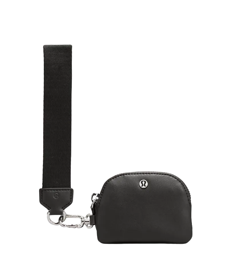 Lululemon Dual Pouch Wristlet Leather Alternative Black/Silver