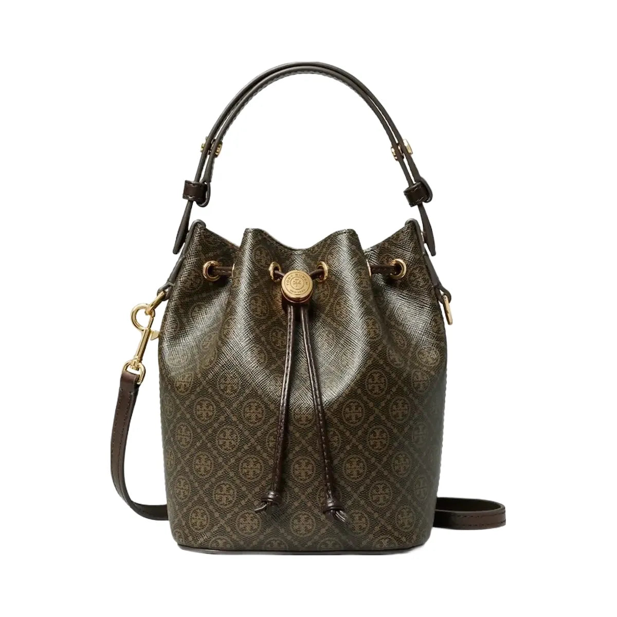 Tory Burch T Monogram Coated Canvas Mini Bucket Bag French Press