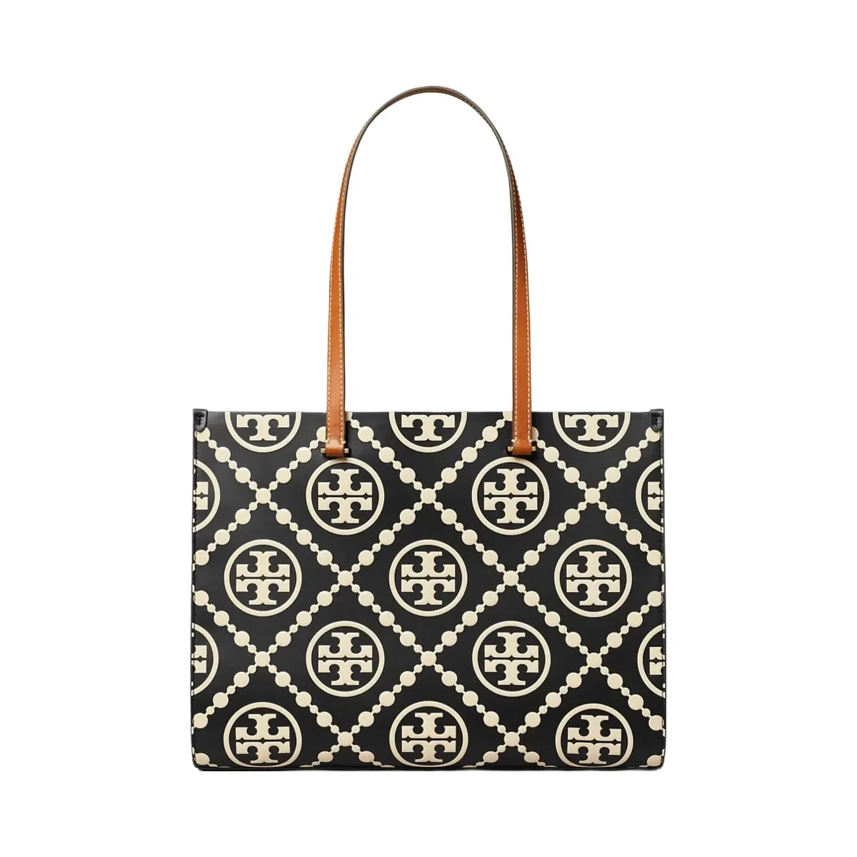Tory Burch T Monogram Contrast Embossed Tote Black/White