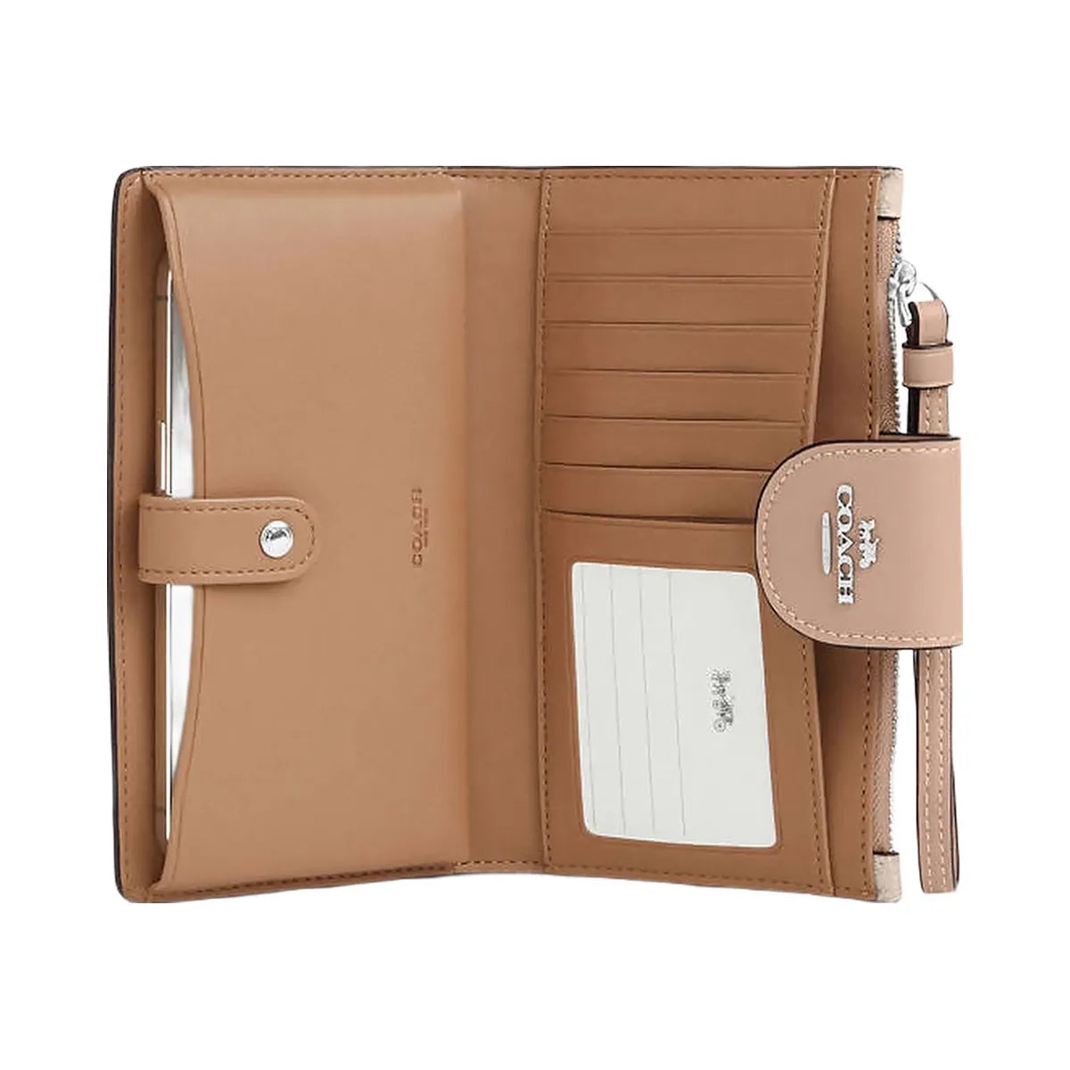 Coach Phone Wallet In Signature Canvas Signature Canvas-Silver-Sand-Taupe