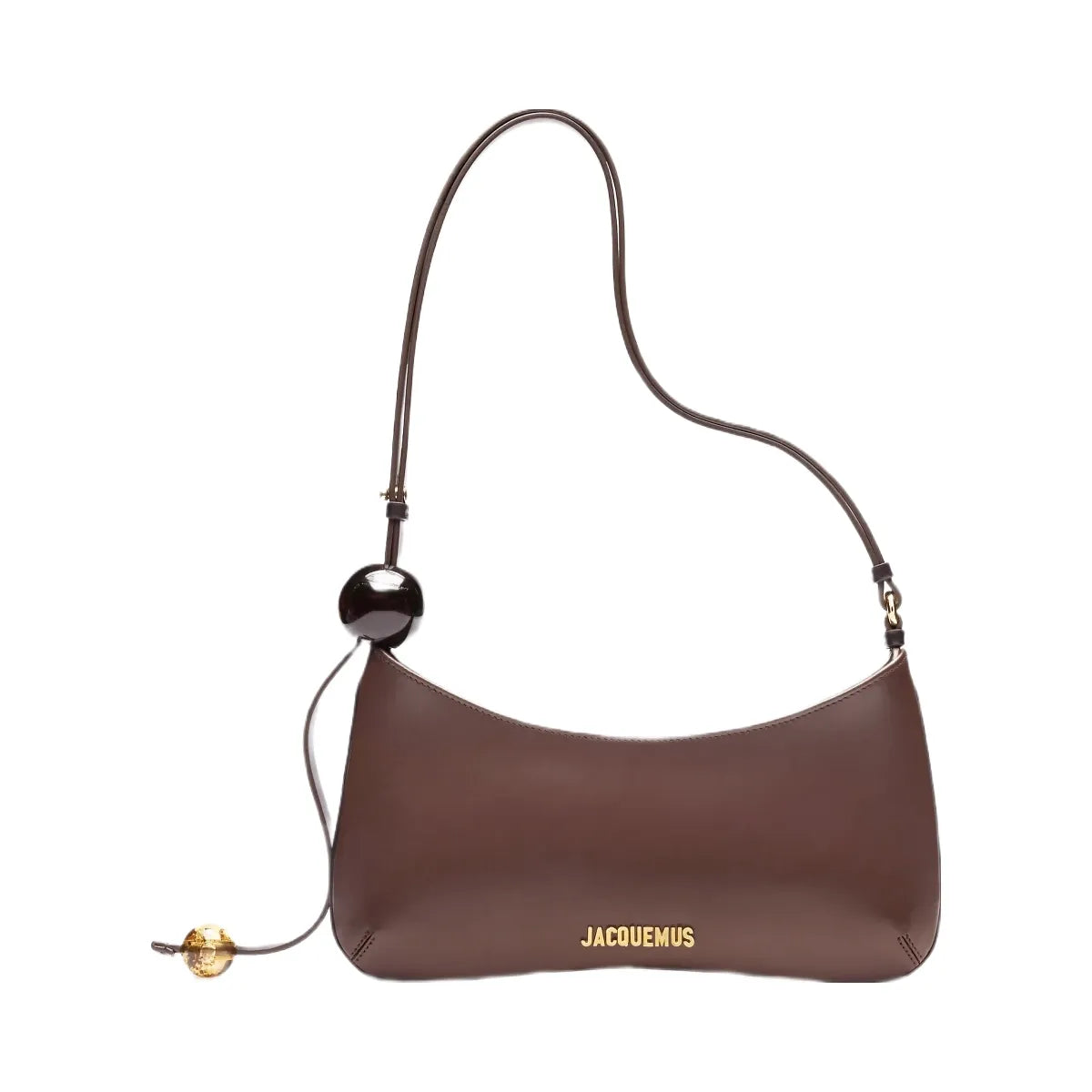 Jacquemus The Bisou Perle Beaded Shoulder Bag Medium Brown