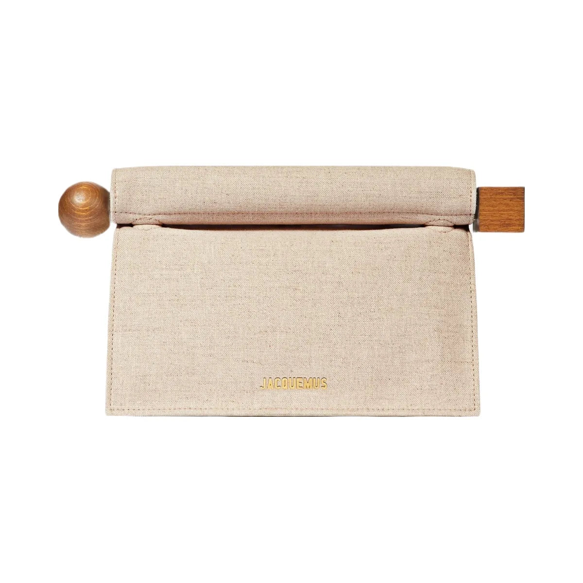Jacquemus The Rond CarreClutch Folded Clutch In Linen Light Greige