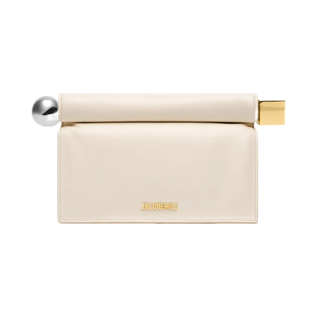 Jacquemus The Rond CarreClutch Nappa Leather Folded Clutch Light Ivory