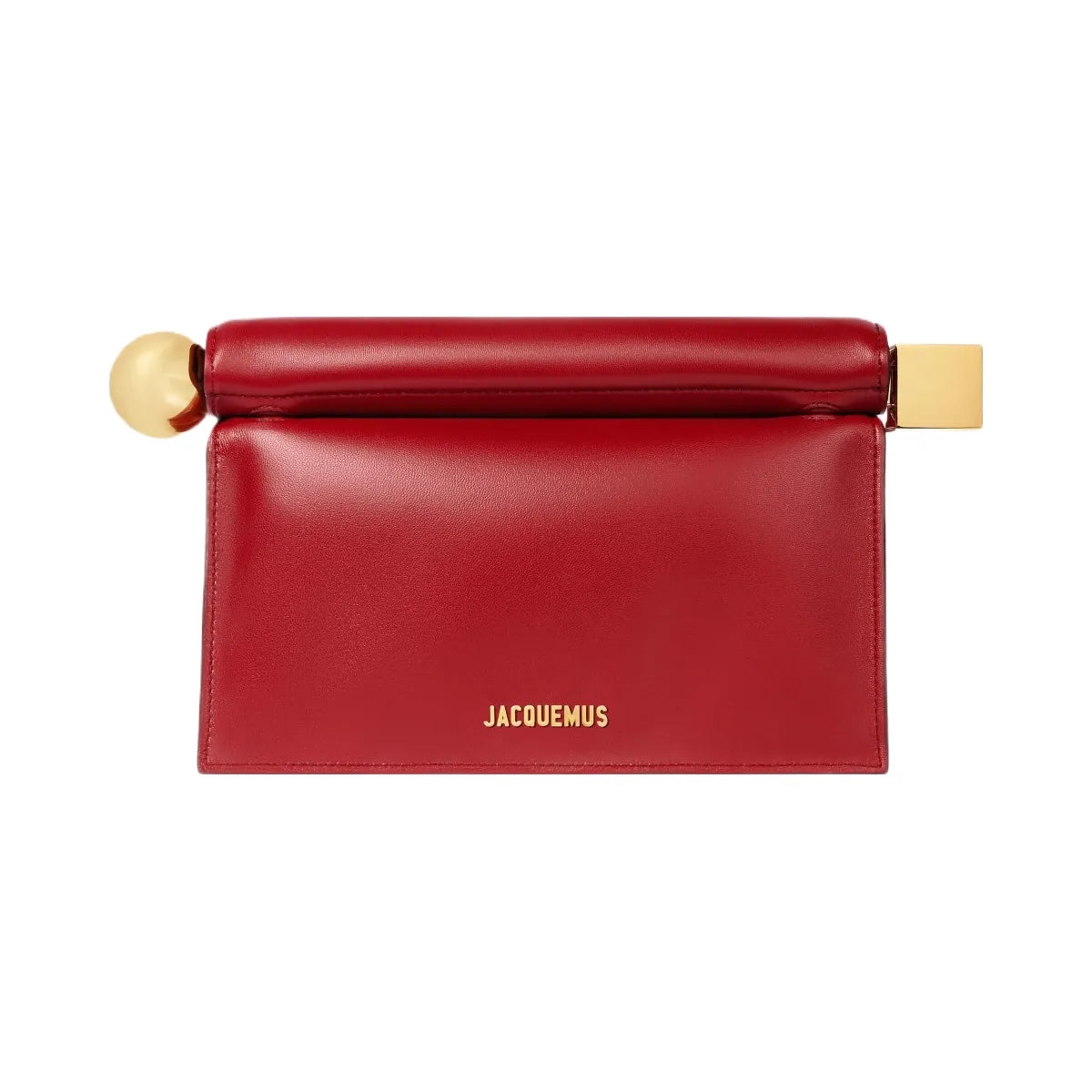 Jacquemus The Rond CarreClutch Folded Clutch In Supple Lambskin Leather Dark Red