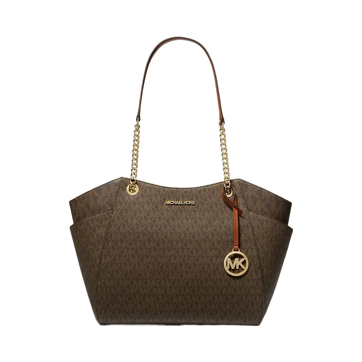 Michael Kors Jet Set Large Signature Logo Shoulder Bag Brown