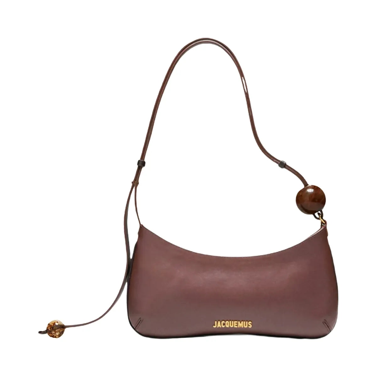 Jacquemus Le Bisou Perle Beaded Shoulder Bag Medium Brown