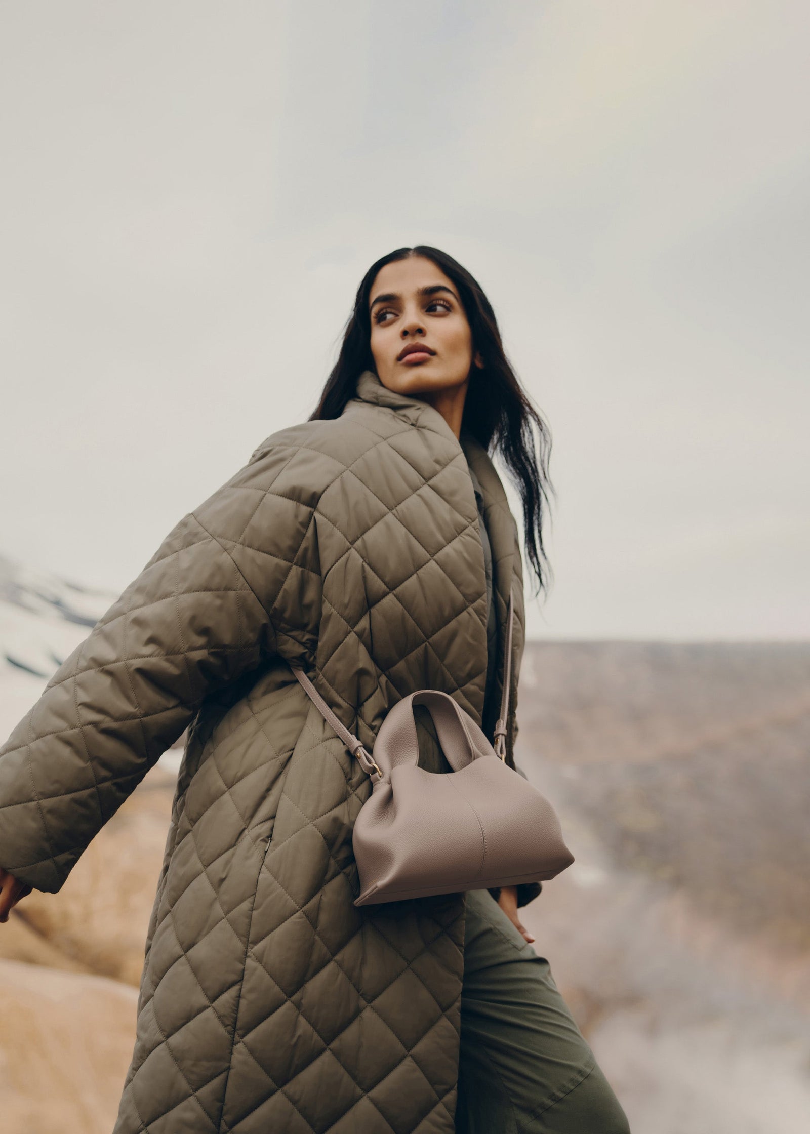 Polene Numero Neuf Mini Textured Taupe