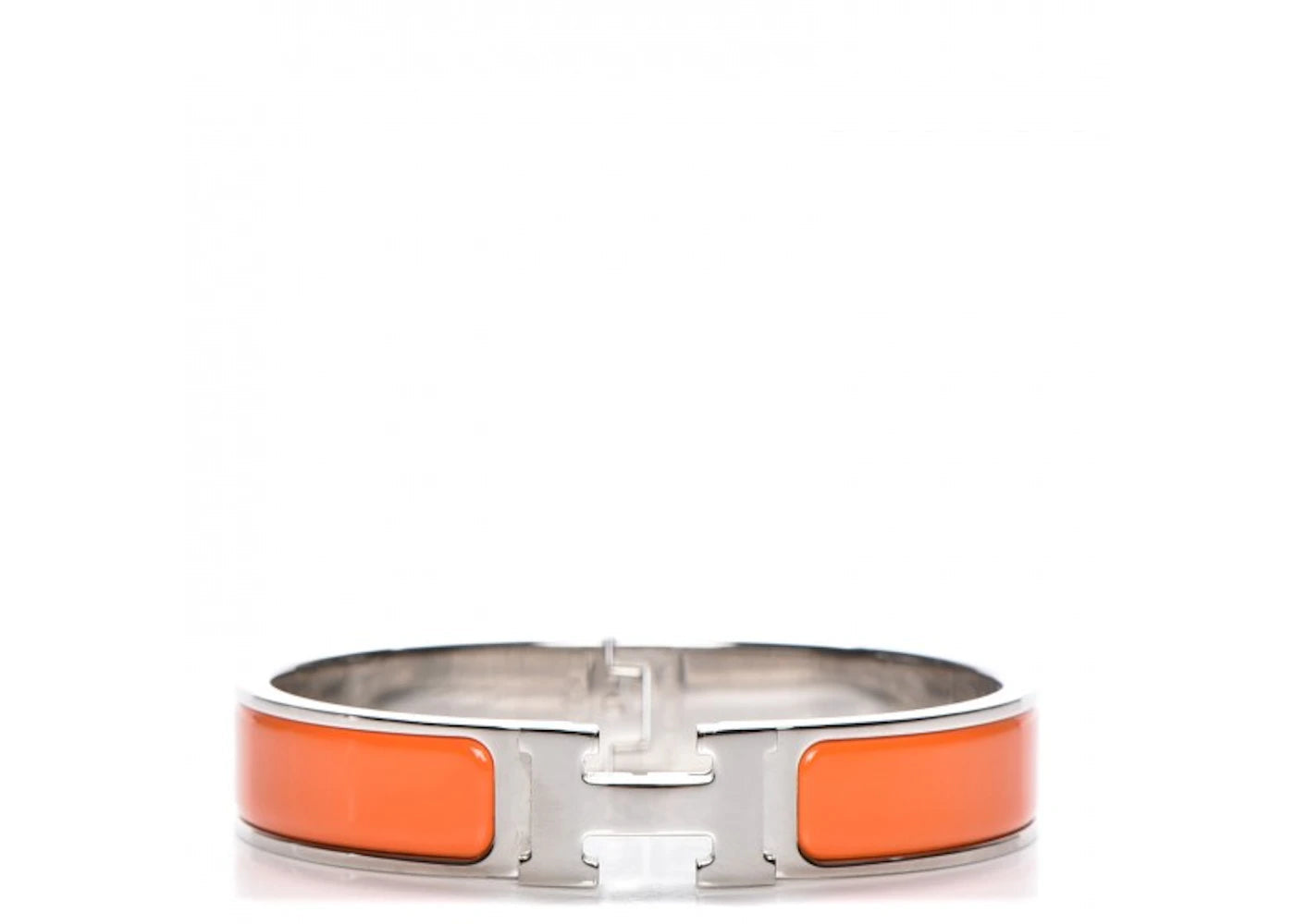 Hermes Bracelet Narrow Clic Clac H Enamel PM Silver-tone Orange