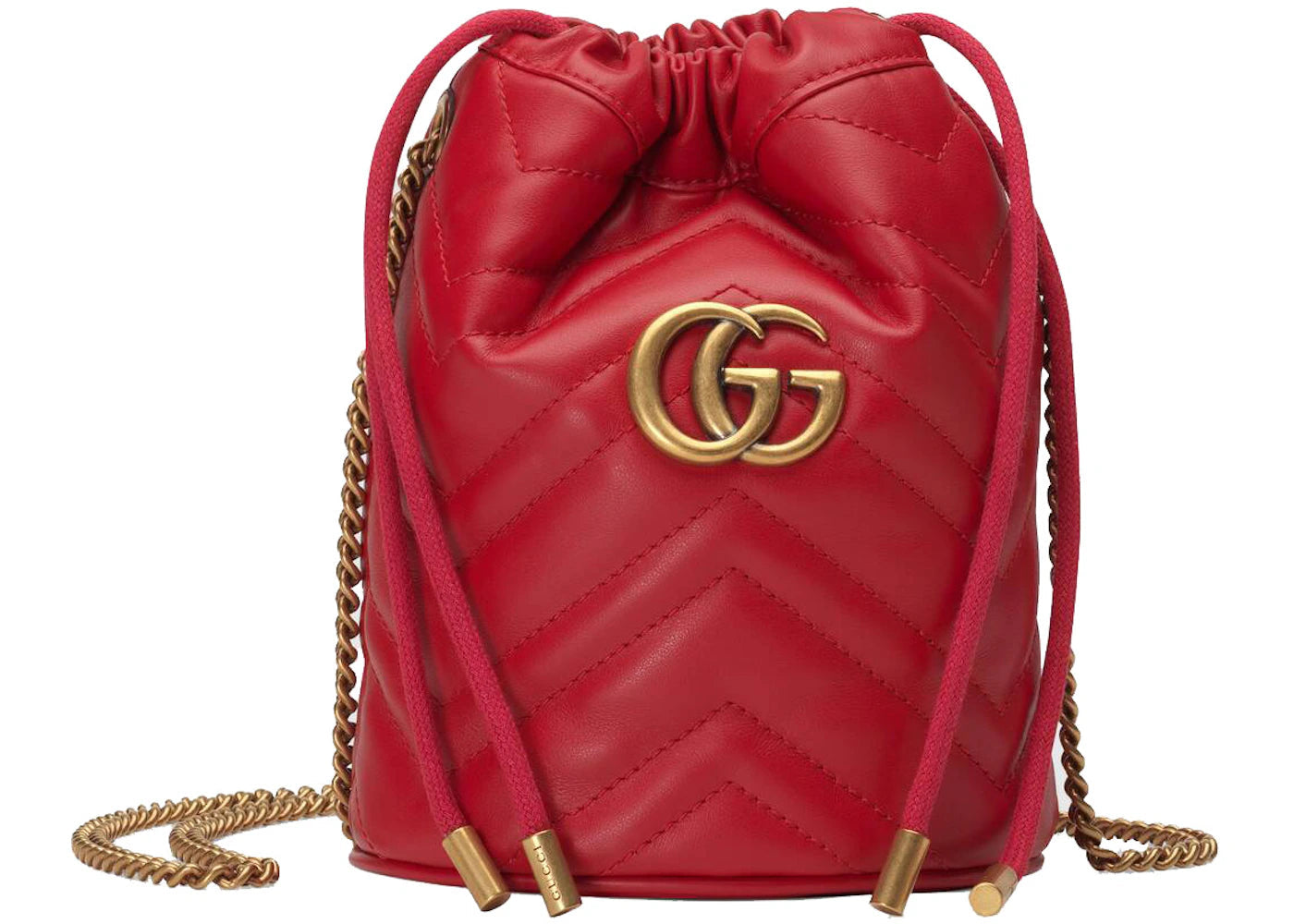 Gucci Gg Marmont Bucket Bag Mini Hibiscus Red