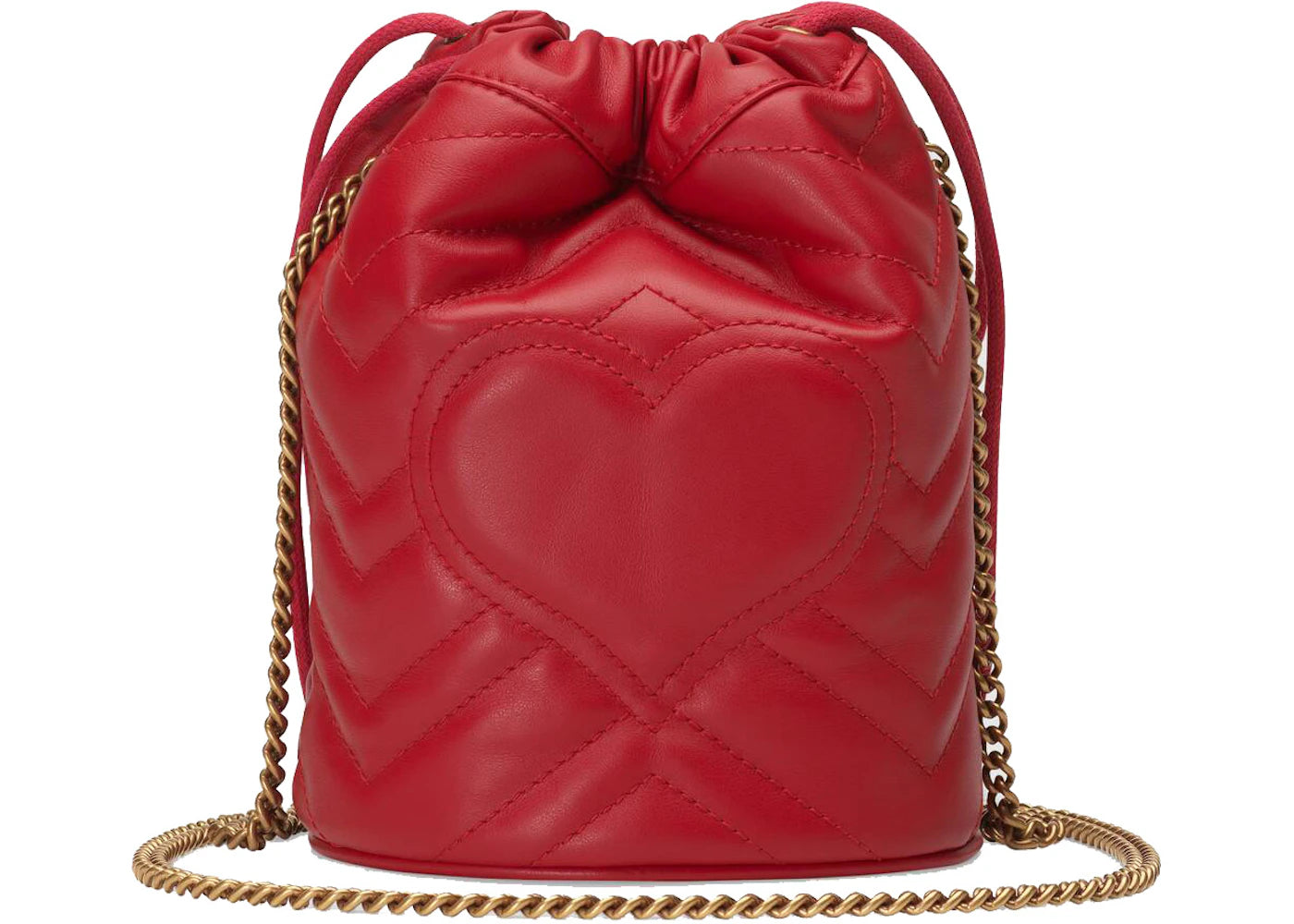 Gucci Gg Marmont Bucket Bag Mini Hibiscus Red