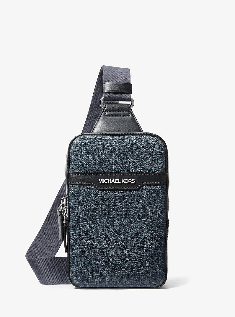 Michael Kors Cooper Medium Signature Logo Sling Pack Admrl-Plblue