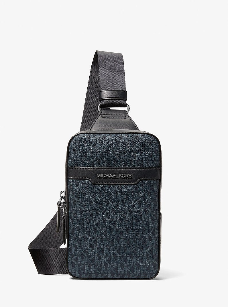 Michael Kors Cooper Medium Signature Logo Sling Pack Admrl-Plblue