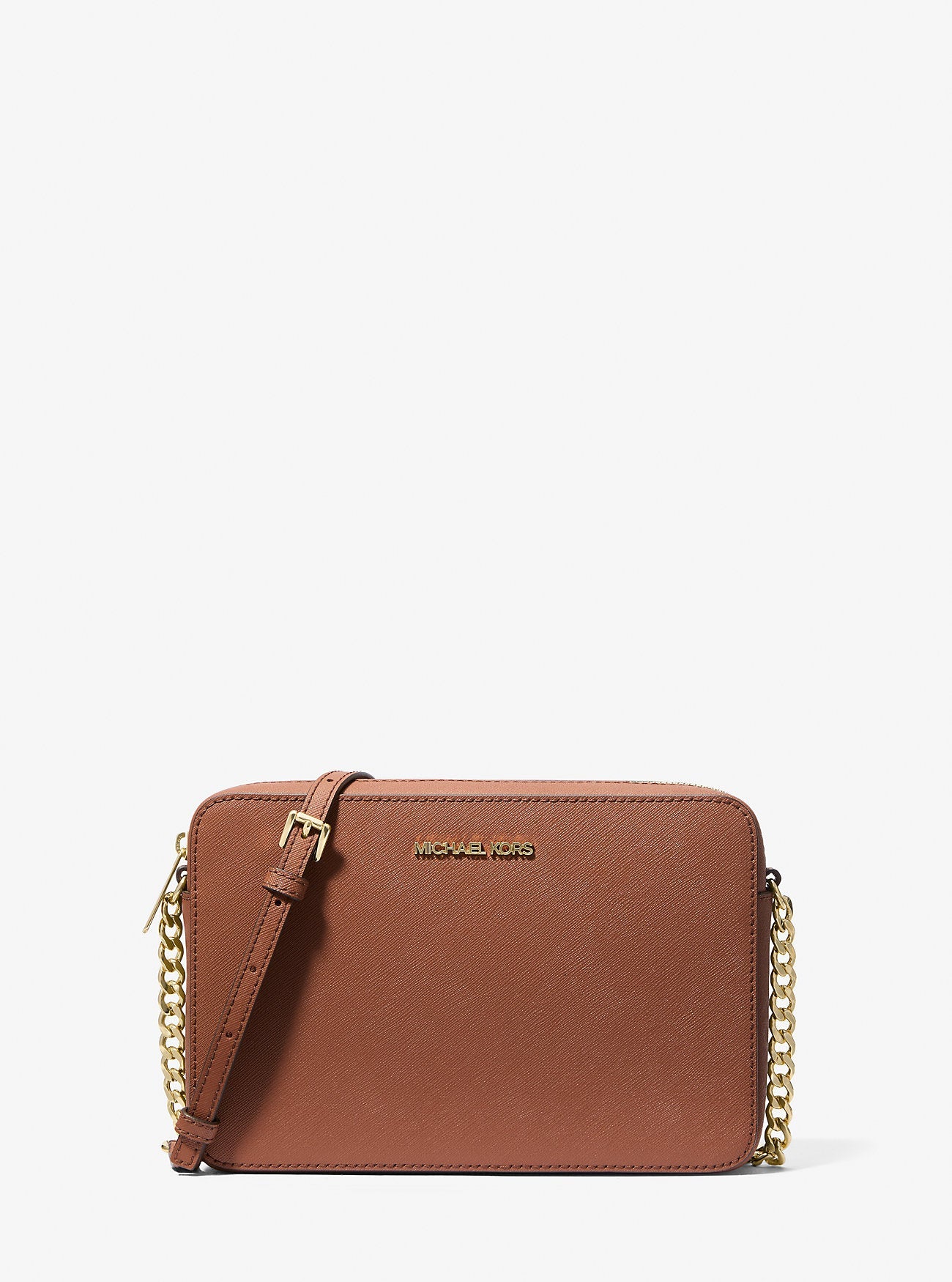 Michael Kors Jet Set Large Saffiano Leather Crossbody Bag Luggage