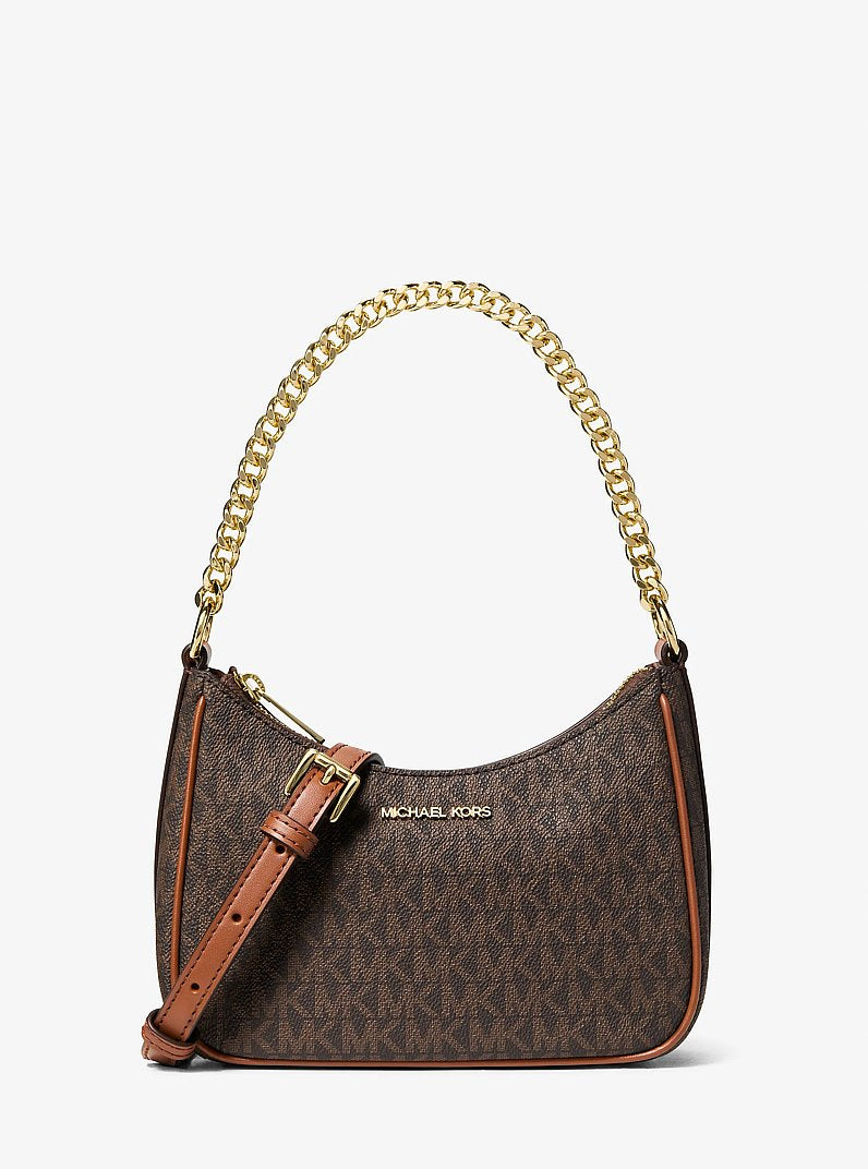 Michael Kors Jet Set Signature Logo Convertible Crossbody Bag Brown
