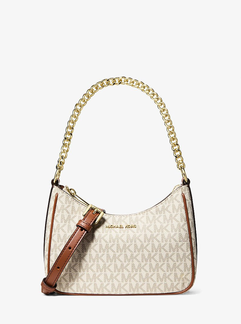 Michael Kors Jet Set Signature Logo Convertible Crossbody Bag Vanilla