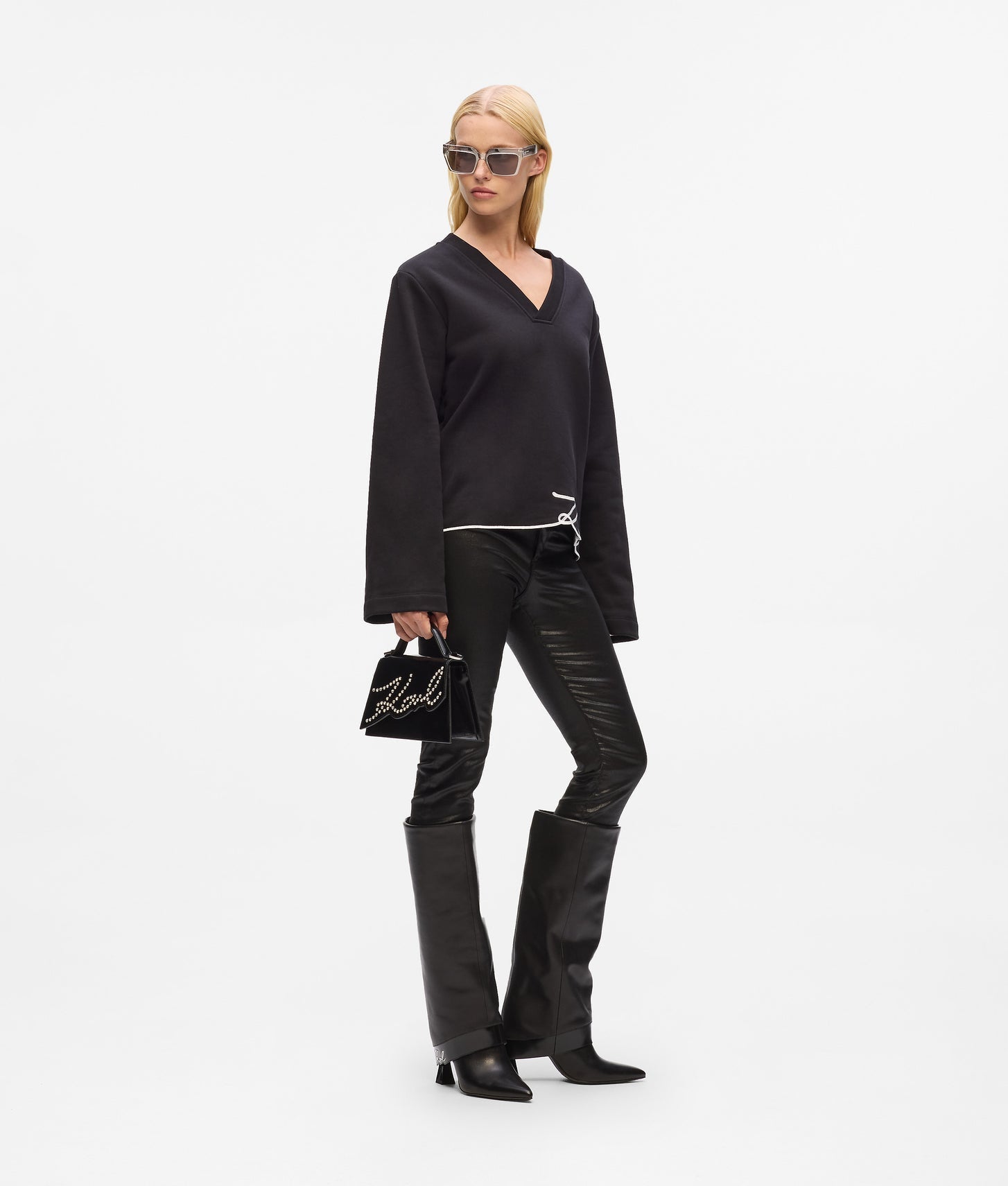 Karl Lagerfeld Ksignature Small Studded Crossbody Bag Black