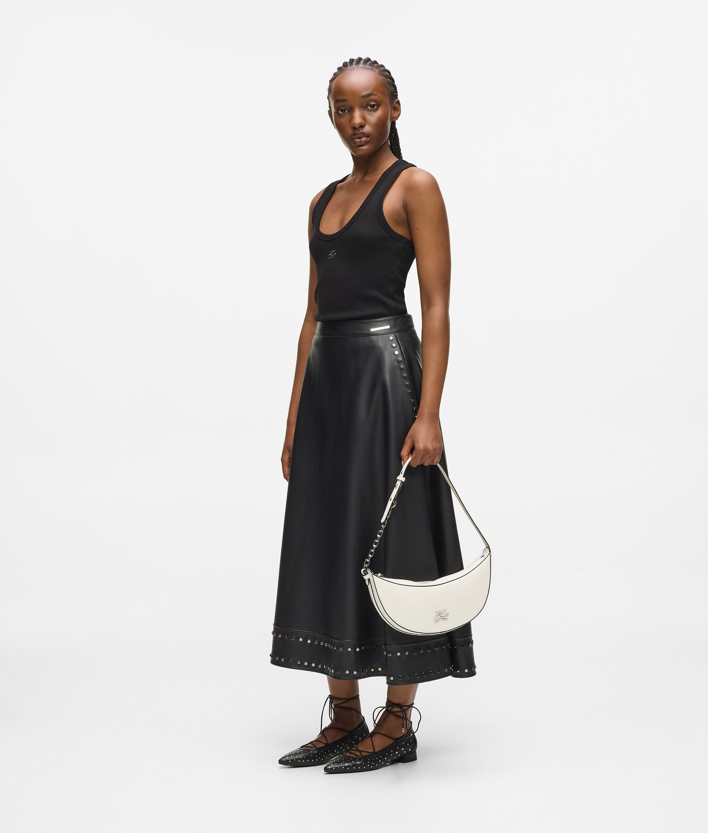 KarlLagerfeld Kautograph Small Moon Bag Off White