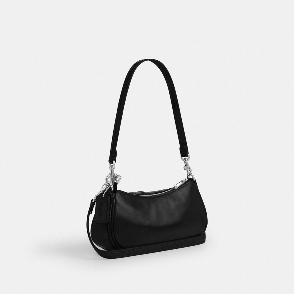 Coach Ashton Mini Shoulder Bag glazed leather Silver Black