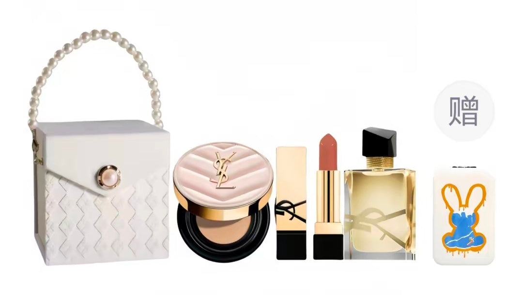 YSL Saint Laurent Lipstick, Perfume, and Cushion Makeup Set: Easy-to-Apply, Long-Lasting, and Moisturizing 3-Piece Set (Cosmetics)