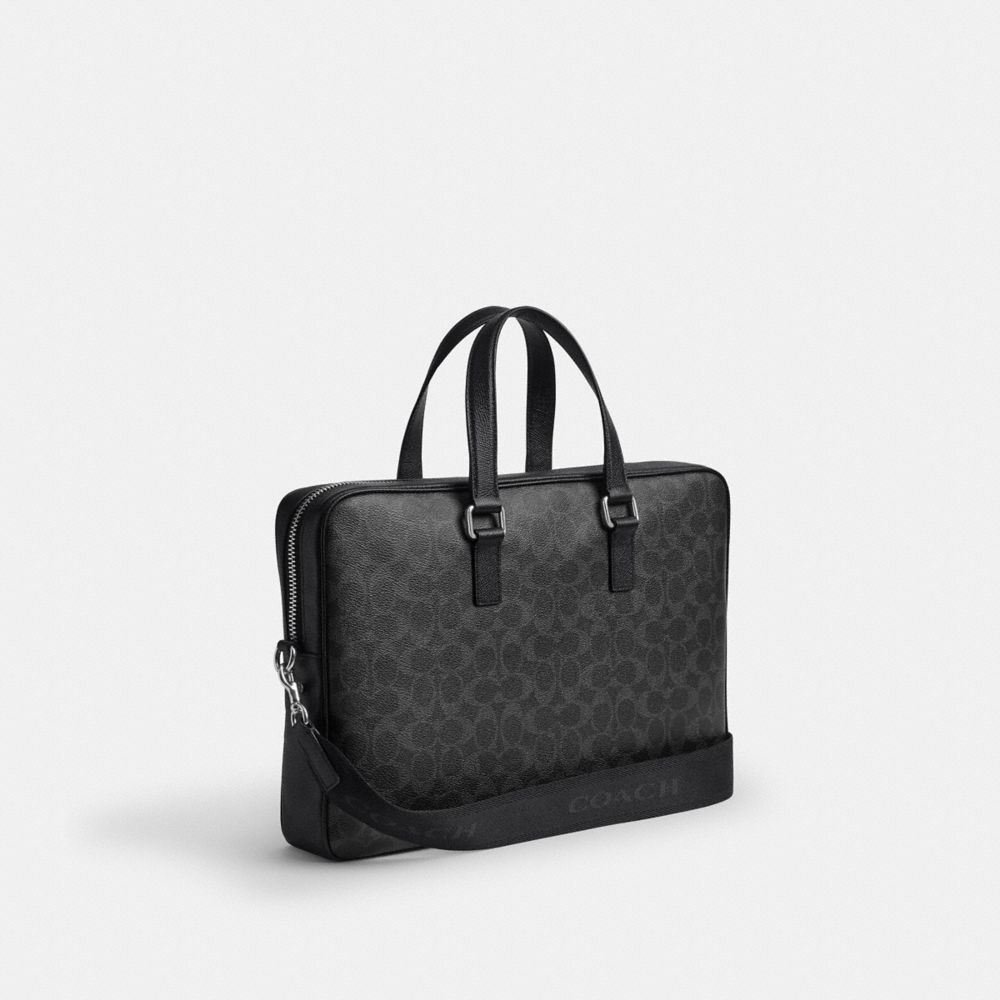 Coach Caden Brief Bag In Signature Canvas Black Signature