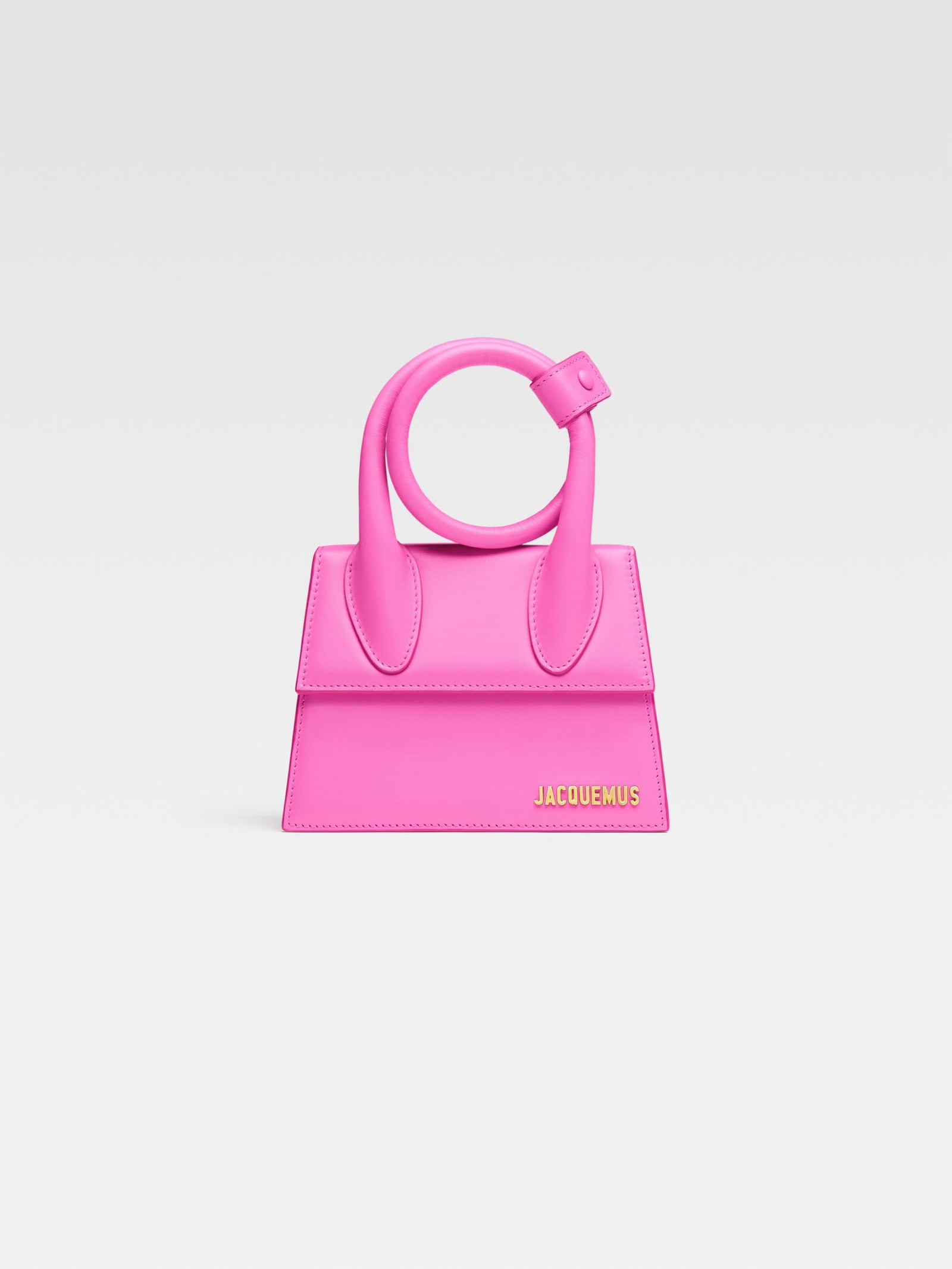 Jacquemus The Knot Chiquito Smooth Leather Structured Bag Neon Pink