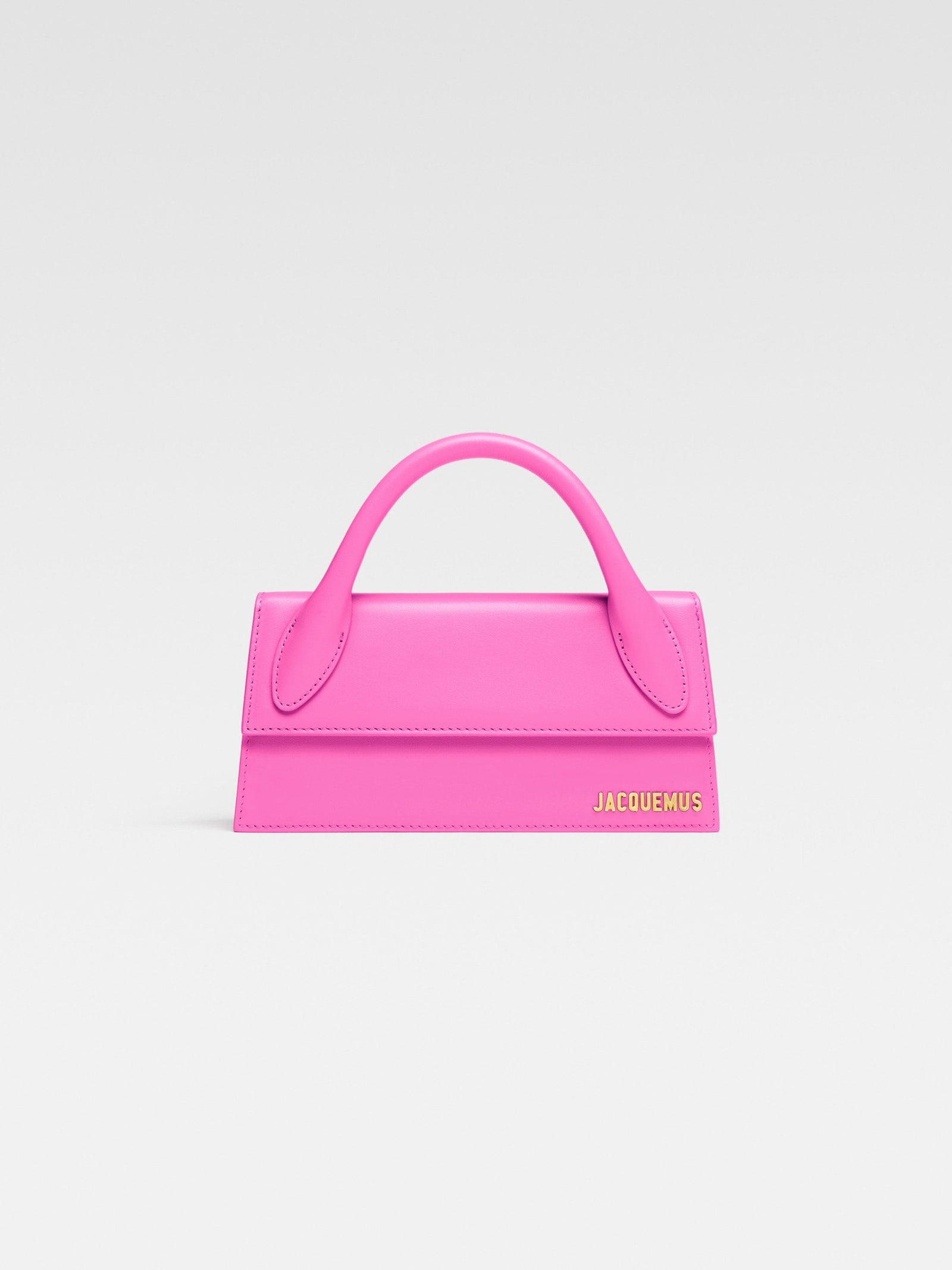 Jacquemus The Long Chiquito Smooth Leather Structured Bag Neon Pink