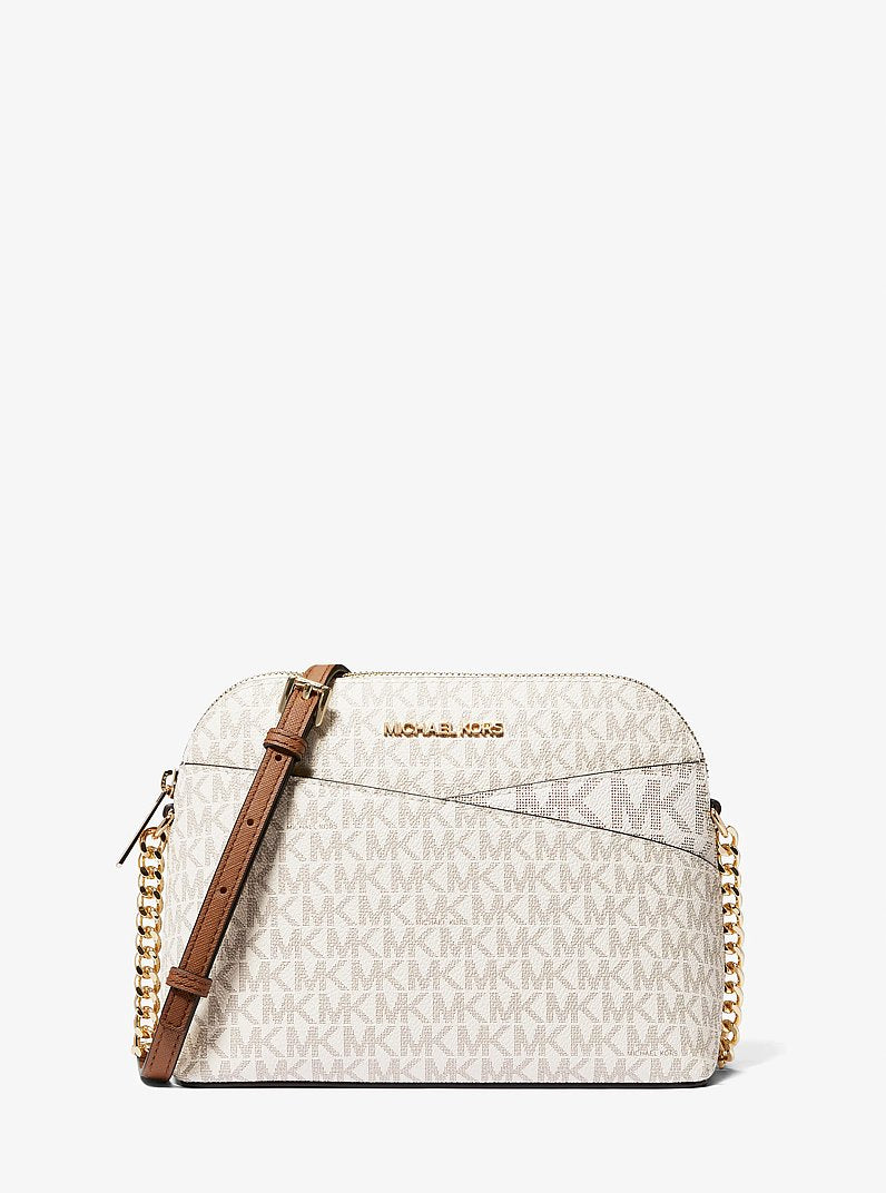 Michael Kors Jet Set Travel Medium Logo Dome Crossbody Bag Vanilla