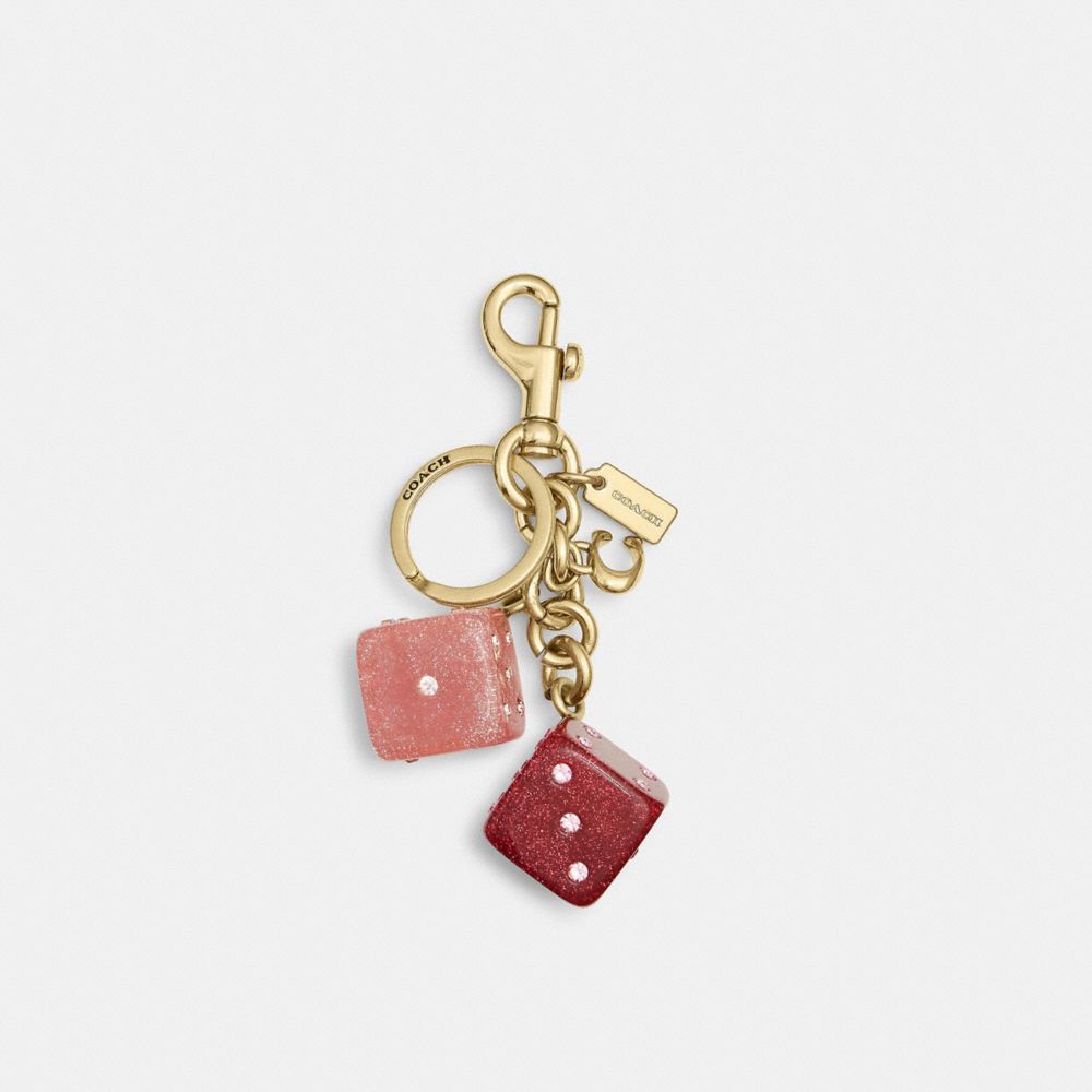 Coach Dice Bag Charm Gold Pink Multi