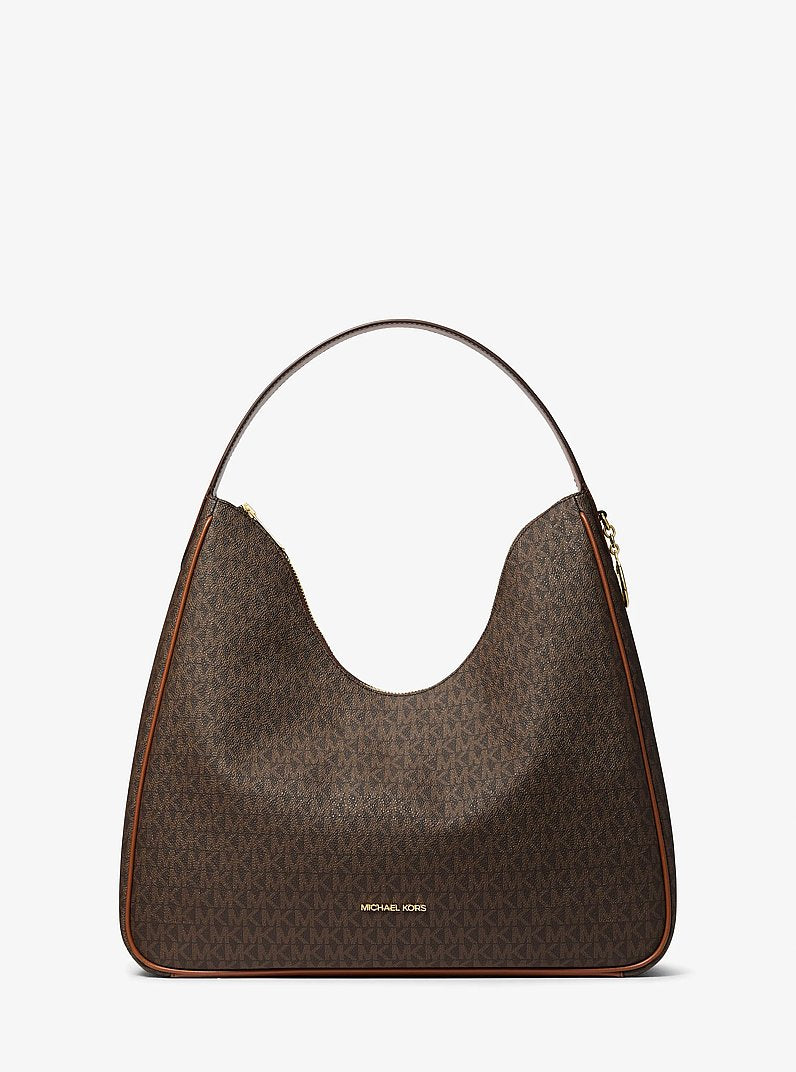 Michael Kors Nayla Medium Signature Logo Shoulder Bag Brown