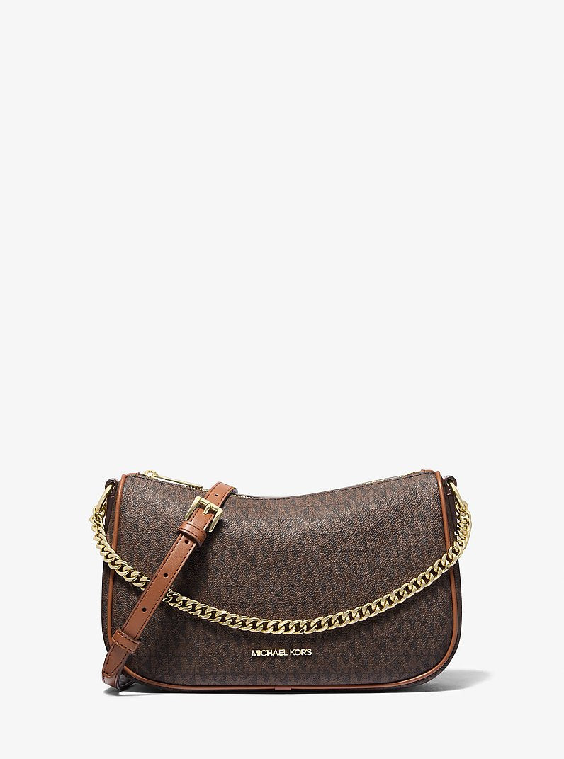 Michael Kors Carmela Medium Signature Logo Convertible Crossbody Bag Brown