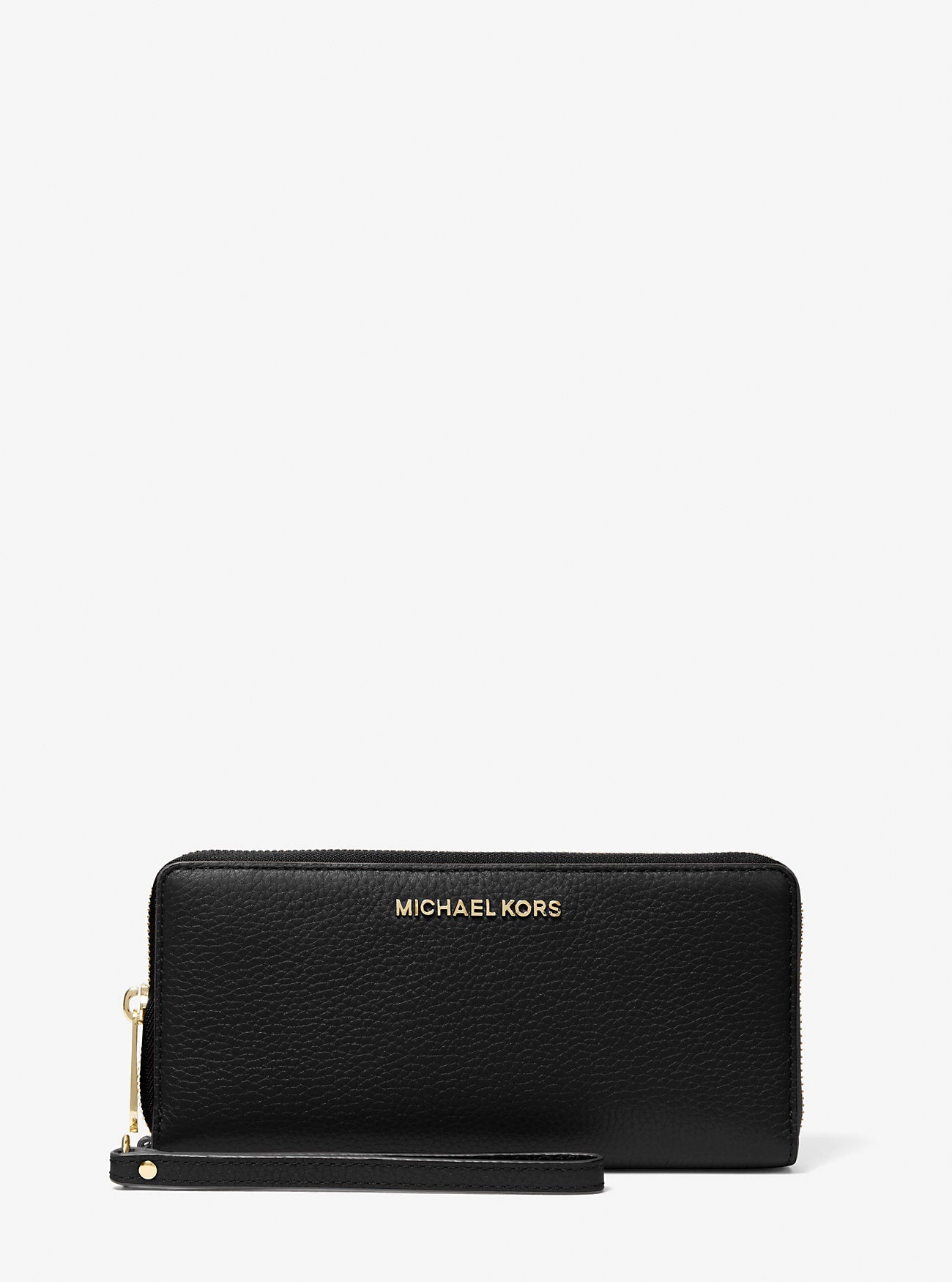 Michael Kors Jet Set Travel Large Pebbled Leather Wristlet Black