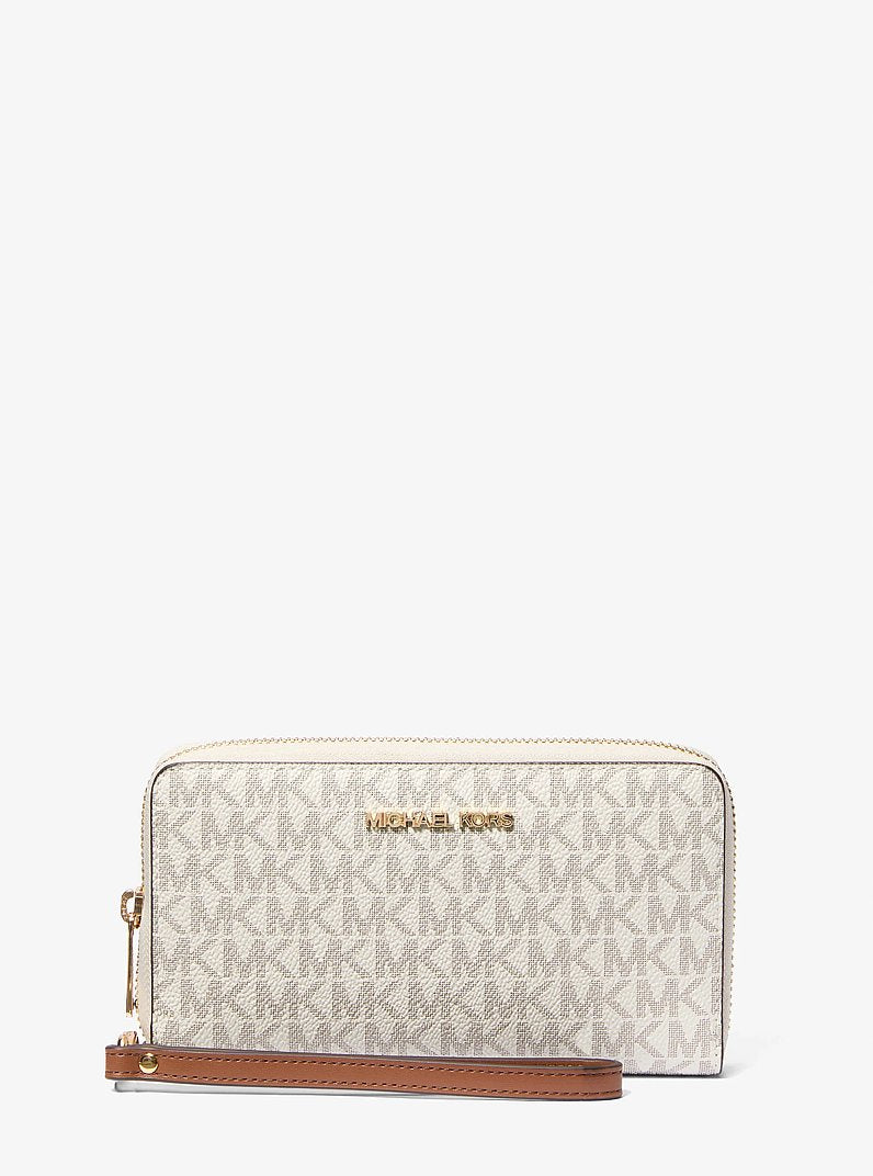 Michael Kors Jet Set Signature Logo Smartphone Wristlet Vanilla