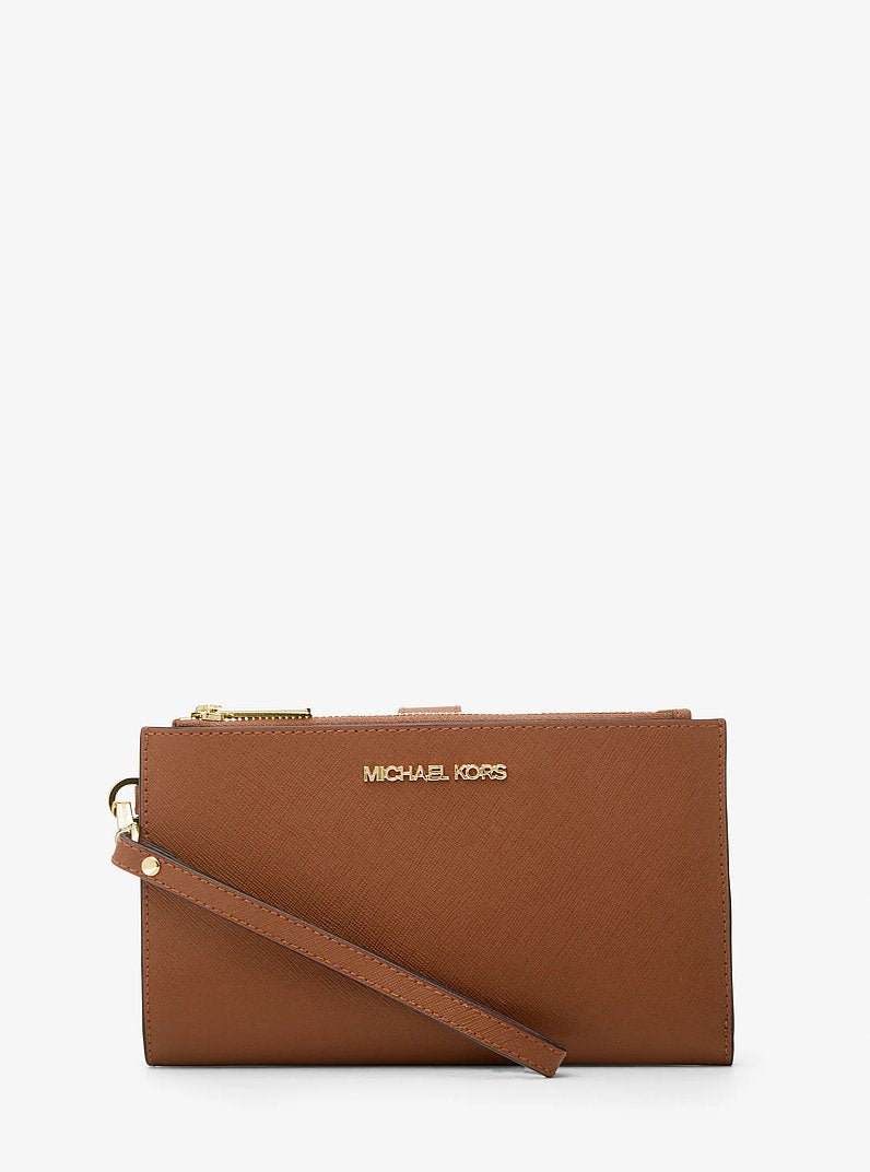 Michael Kors Jet Set Large Leather Smartphone Wristlet Wallet Luggage